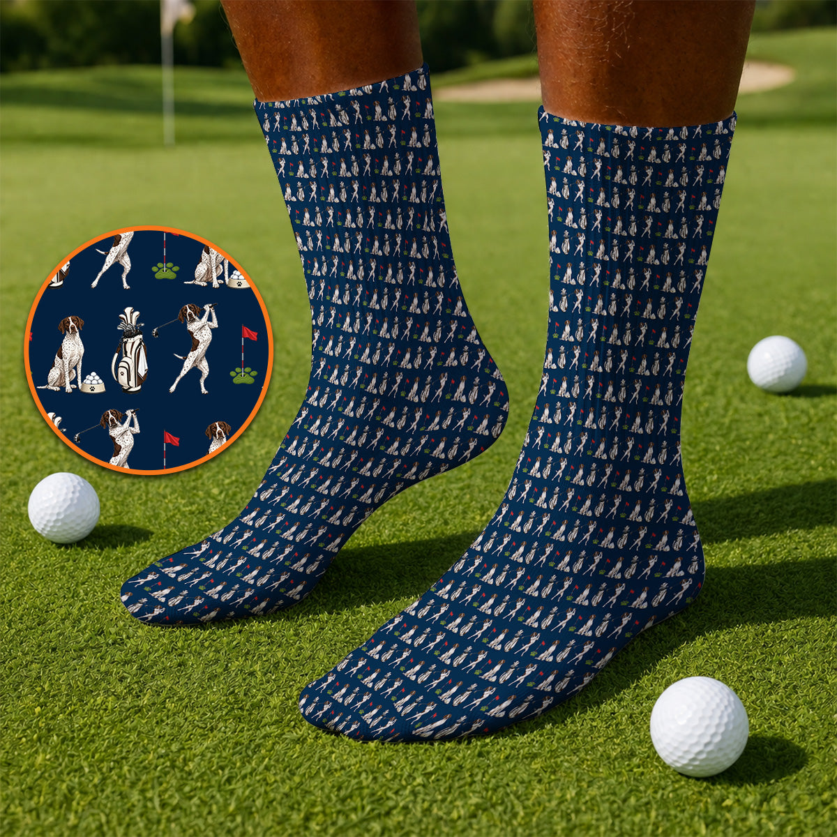 German Shorthaired Pointer Golf Socks, Funny Pattern Golf Sock, Golf Gift For Golfer