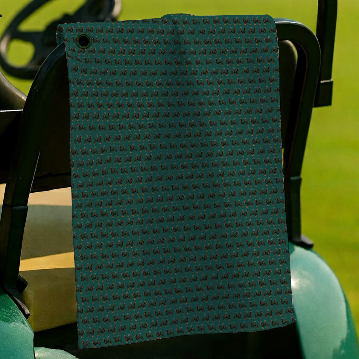 Doberman Golf Towels, Crazy Doberman Pattern Golf Towel, Dog Lover Golf Gift
