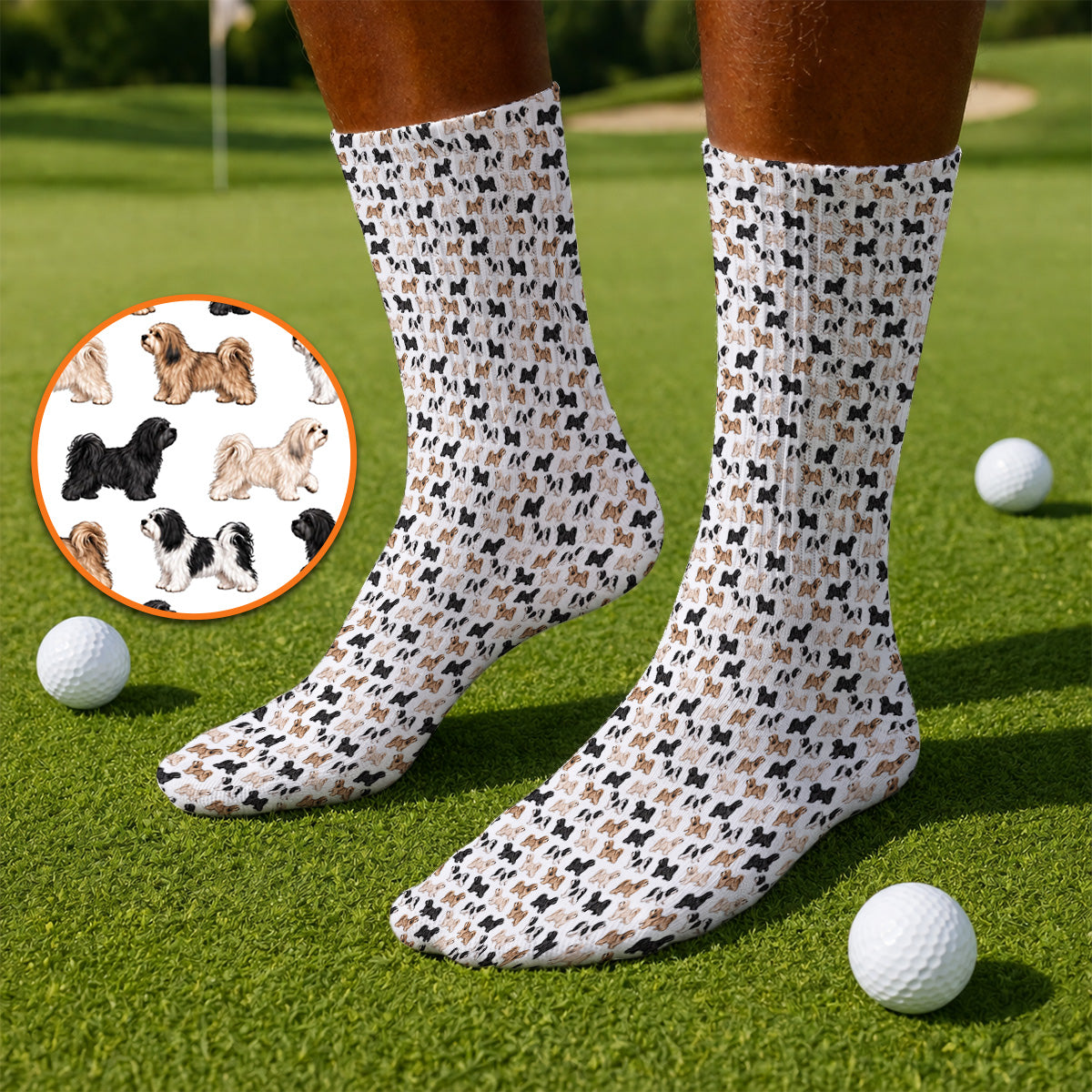 Funny Havanese Golf Socks, Havanese Dog Pattern Golf Sock, Golf Gift For Golfers