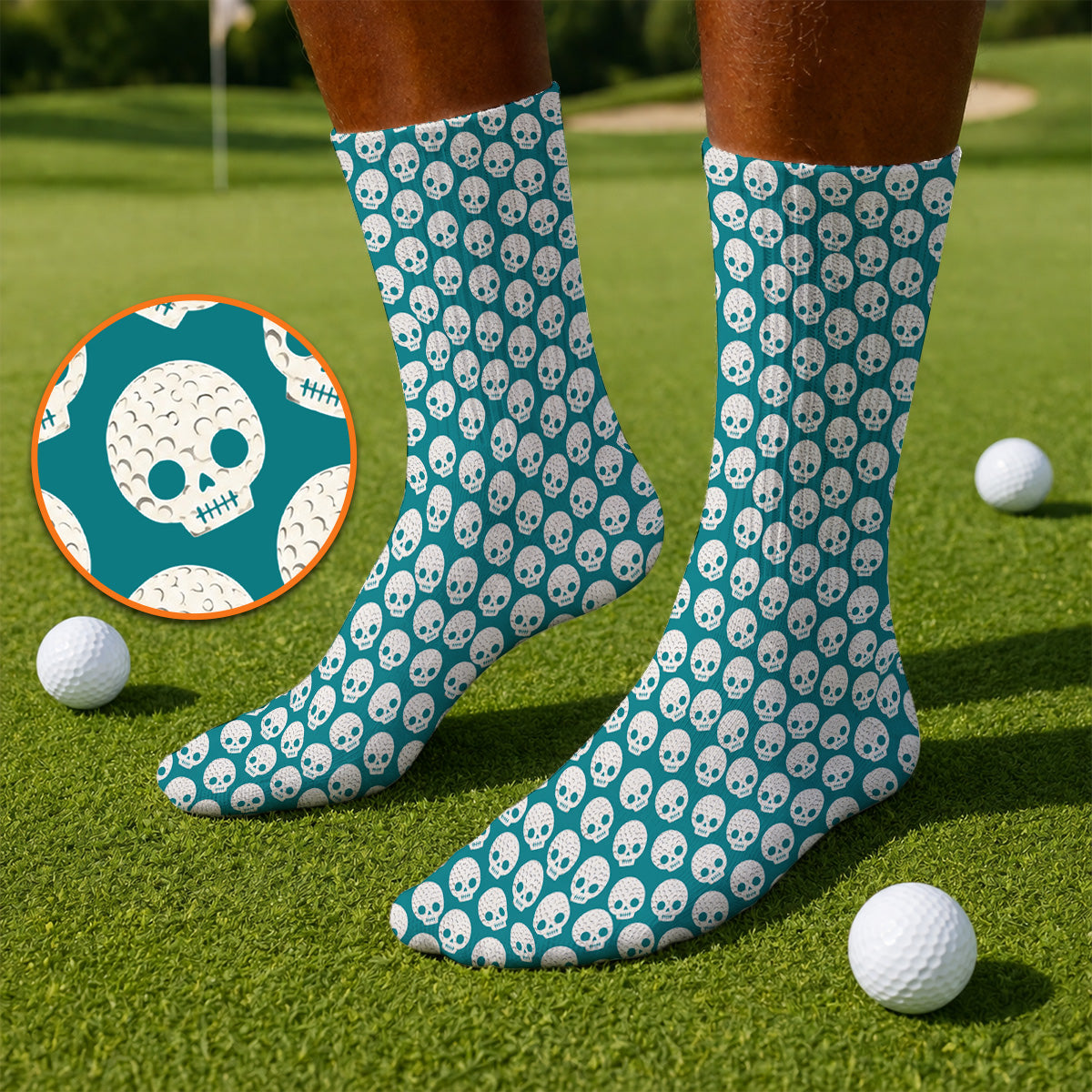 Crazy Skeleton Golf Socks, Skeleton Pattern Golf Sock, Golf Gift For Golfer