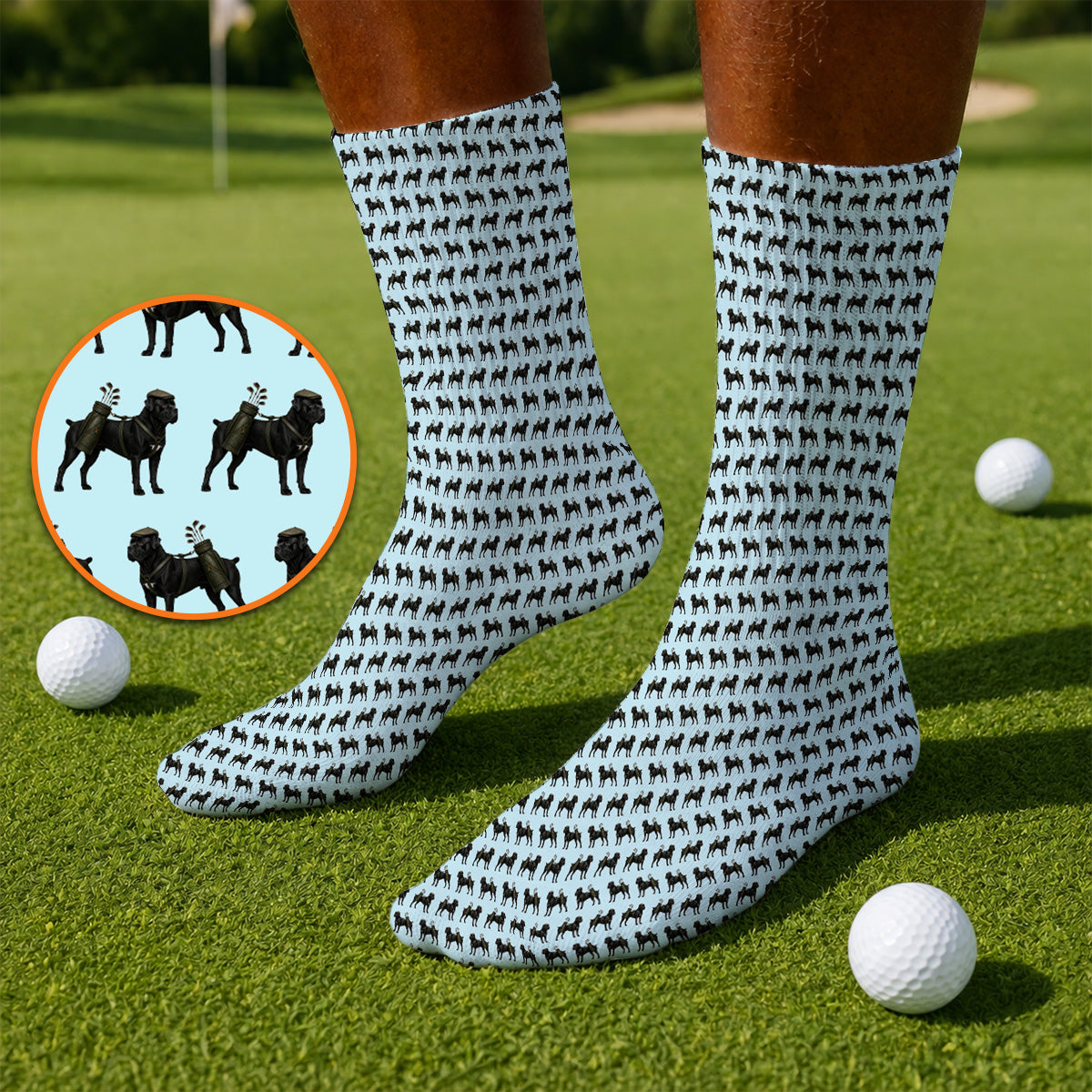 Cane Corso Pattern Golf Socks, Black Cane Corso Golf Sock for Dog Lovers, Crazy Golf Gift for Golfers