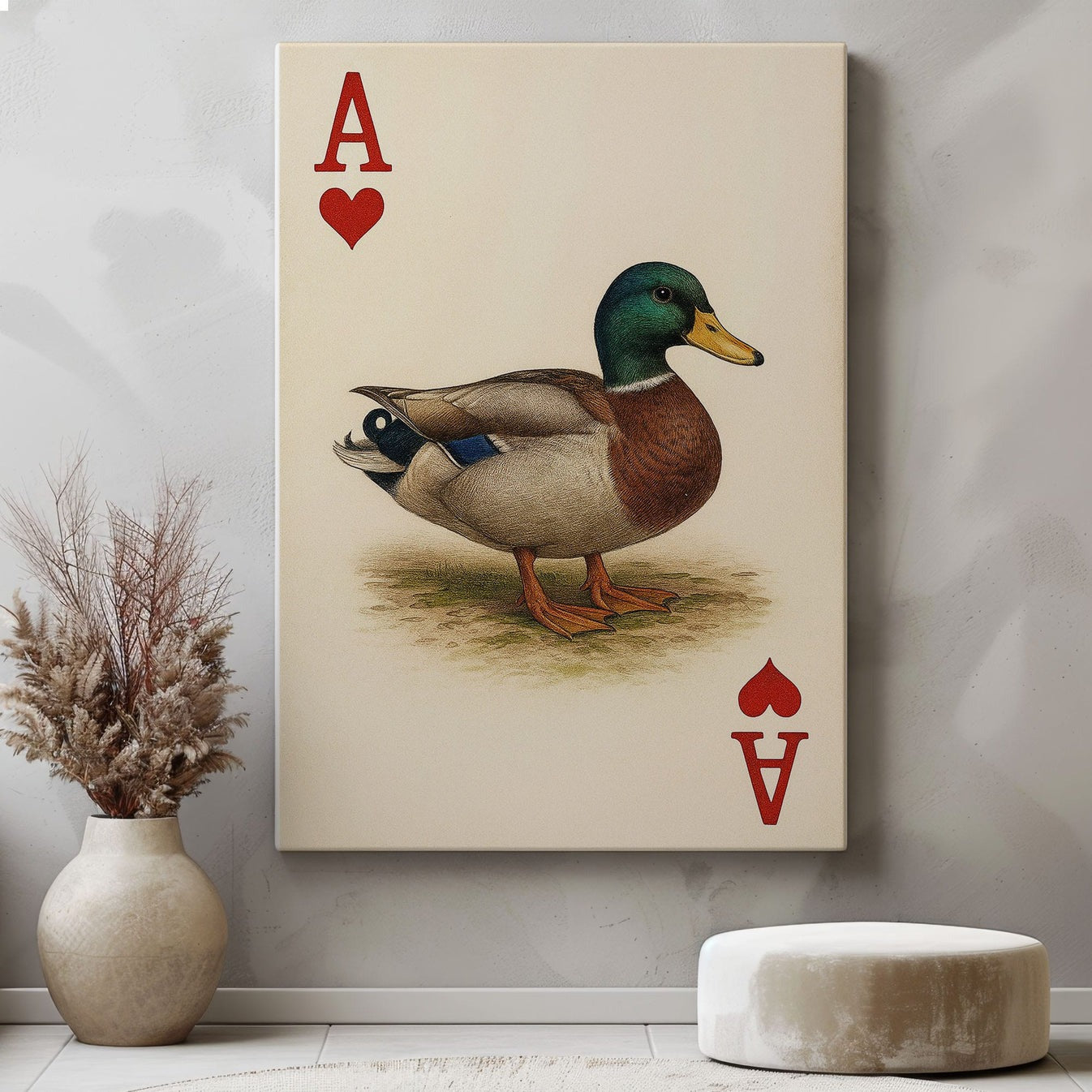 Ace Duck Canvas, Poker Style Wall Art For Cabin Decor, Gift For Man Cave