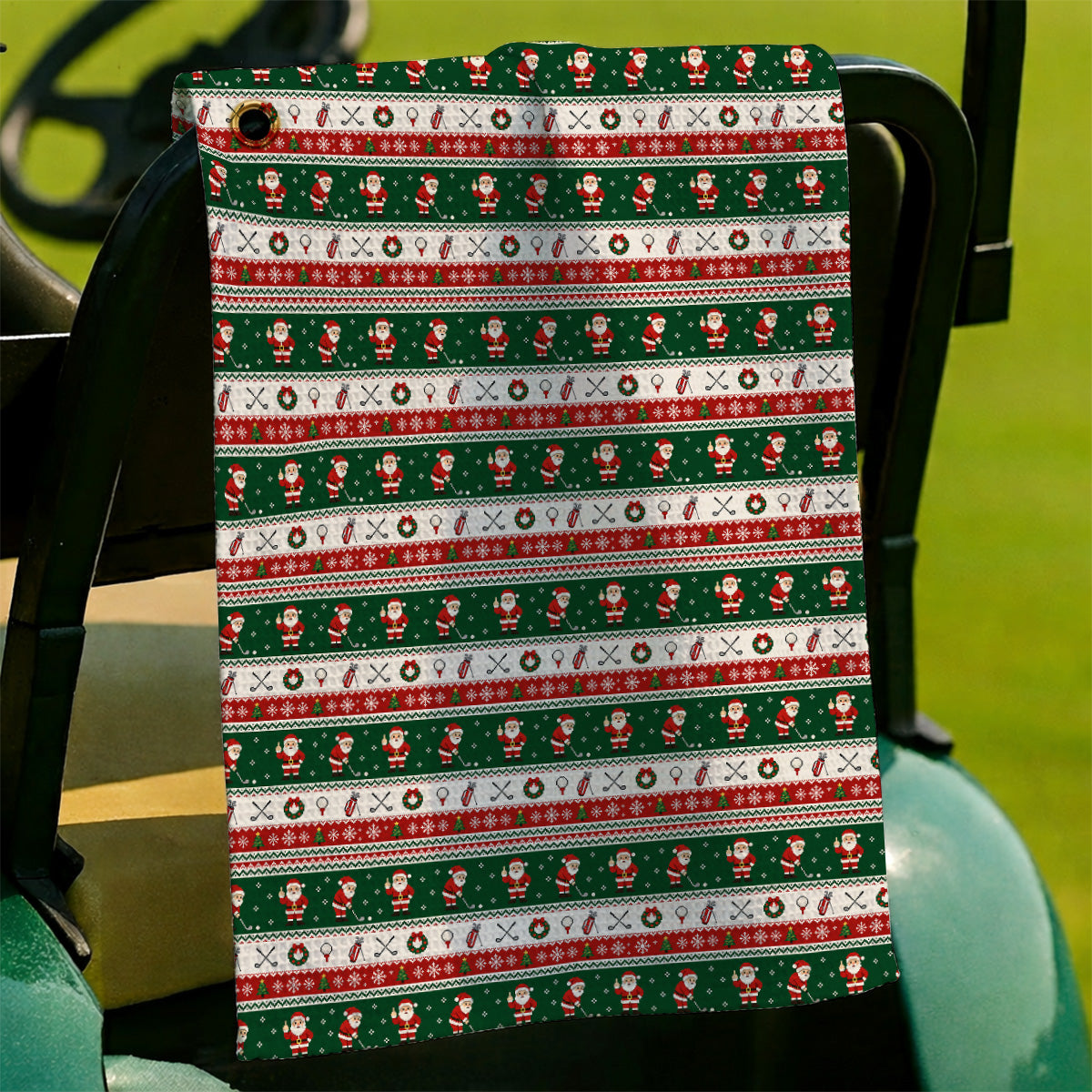 Funny Christmas Santa Golf Towels, Ugly Christmas Golf Pattern Towel, Xmas Gift For Golfer