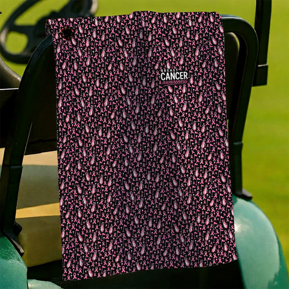 Breast Cancer Awareness Golf Towels, Pink Ribbon Golf Bag Pattern Towel, October Golf Gift for Golfer