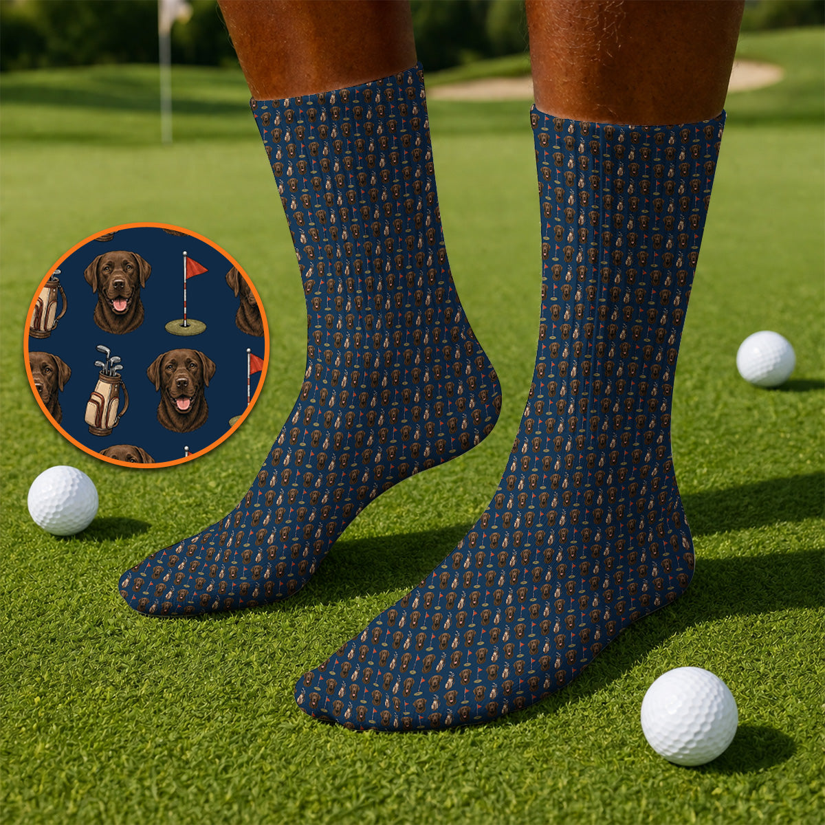 Chocolate Labrador Retriever Golf Sock, Funny Chocolate Lab Pattern Golf Socks, Dog Lover Golf Shirt