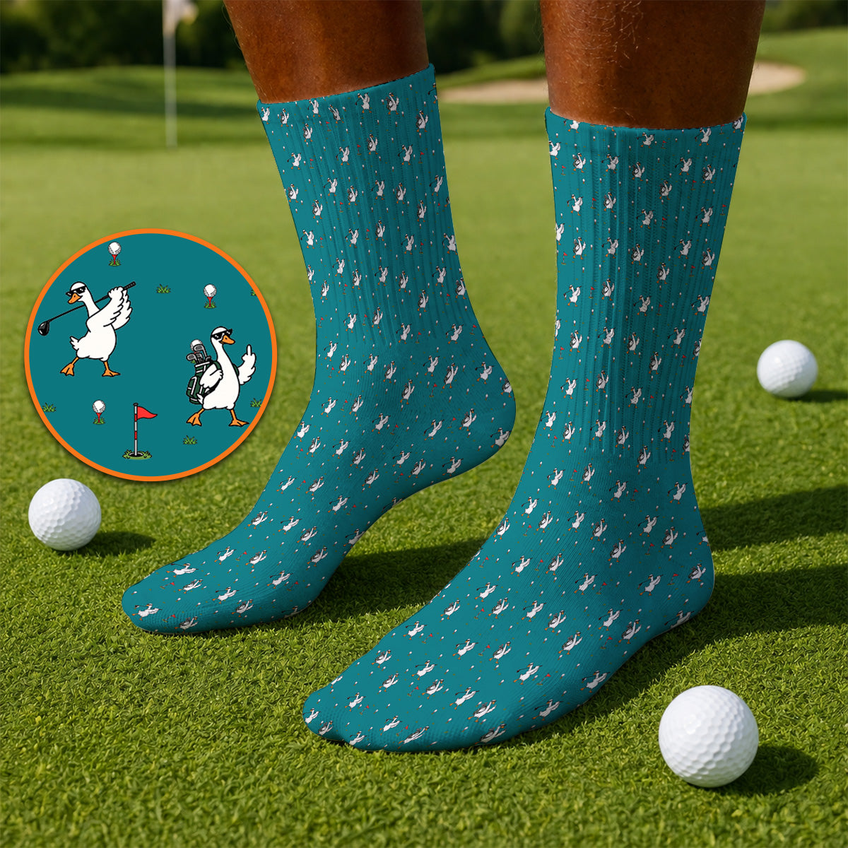 Crazy Goose Golf Socks, Goose Golf Pattern Sock, Unique Golf Gift for Golfers