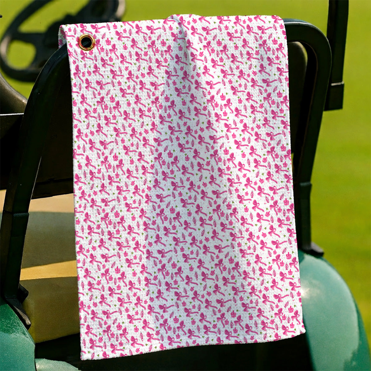 Fight With Every Swing Breast Cancer Awareness Golf Towels, Pink Ribbon & Golf Pattern Towel, Support Gift for Golfers