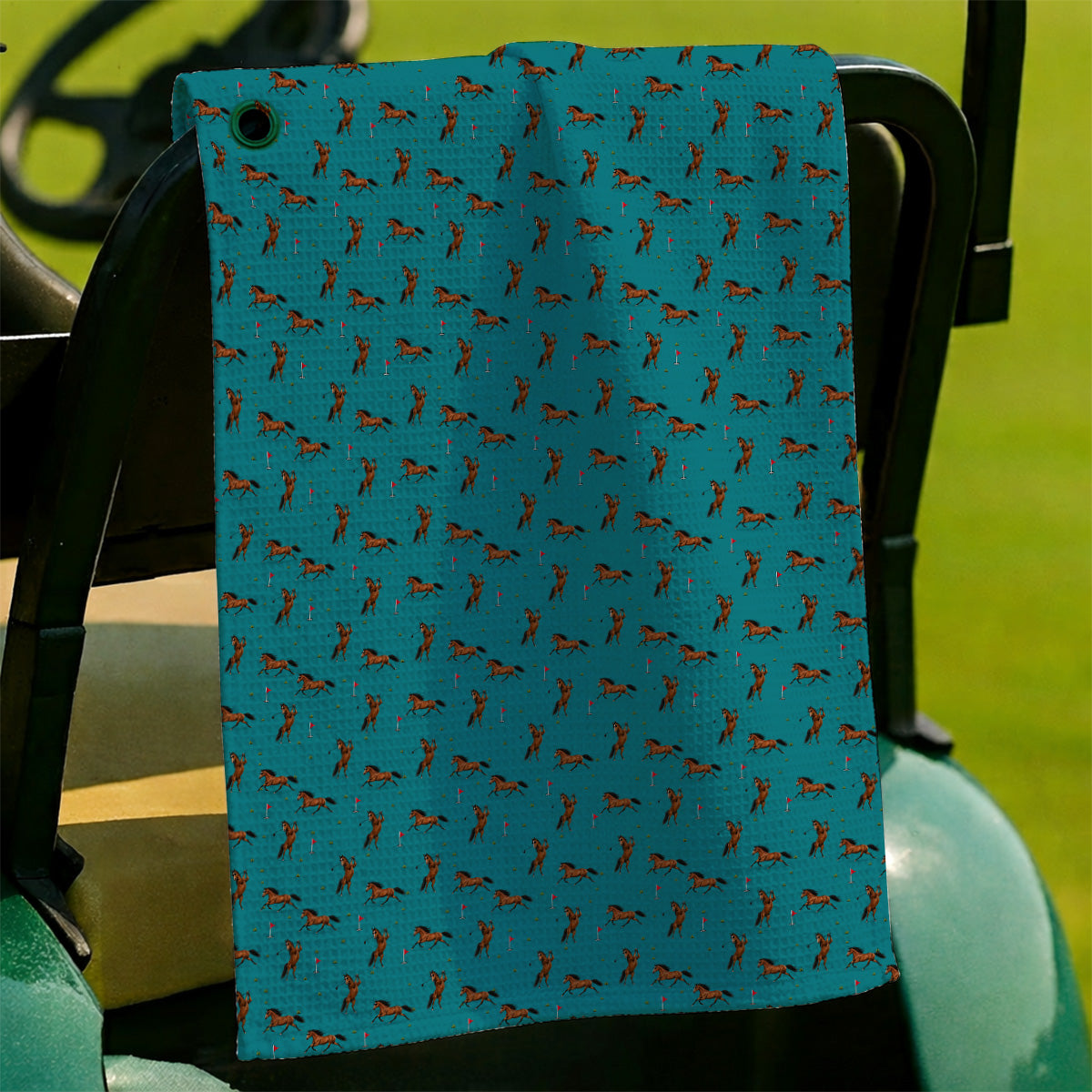 Crazy Horse Golf Pattern Towel, American Quarter Horse Golf Towel, Western Horse Gift for Golfers