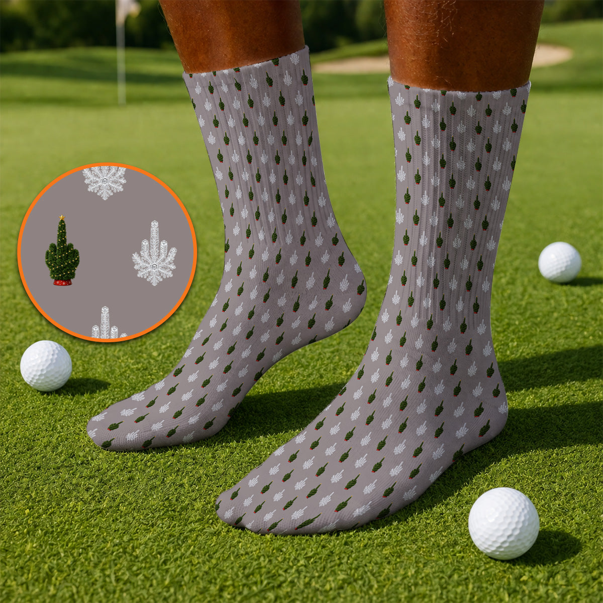Christmas Tree Pattern Golf Socks, Xmas Golf Sock, Funny Golf Gift For Golfer