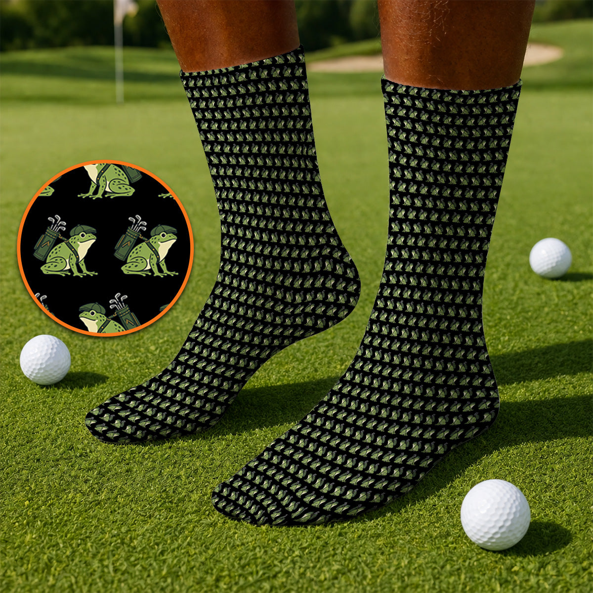 Funny Frog Golf Socks, Cute Frog Pattern Golf Sock, Unique Golf Gift For Golfer