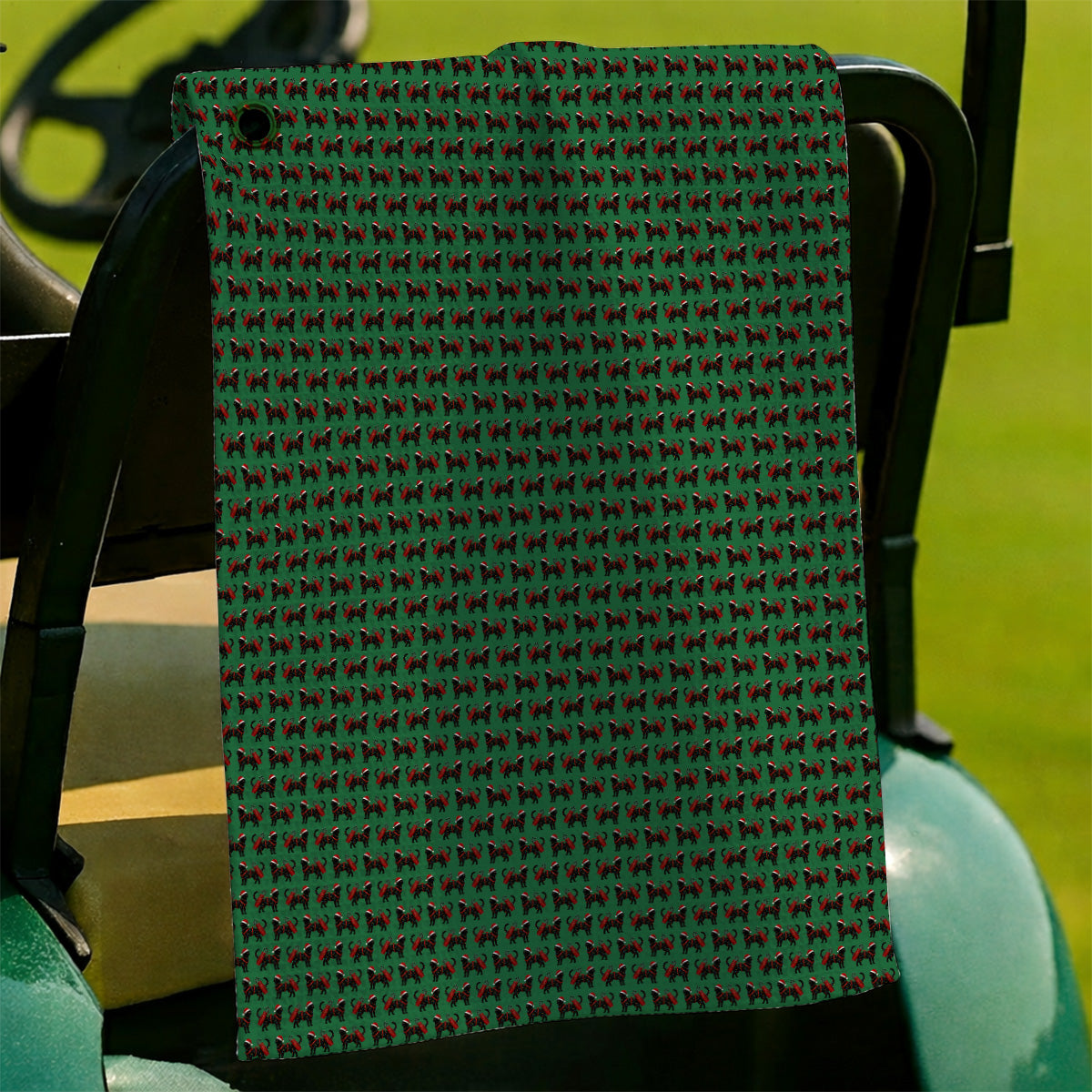 Black Cat Christmas Golf Towels, Crazy Cats Golf Towel For Xmas Holiday, Golf Gift For Cat Loving Golfer