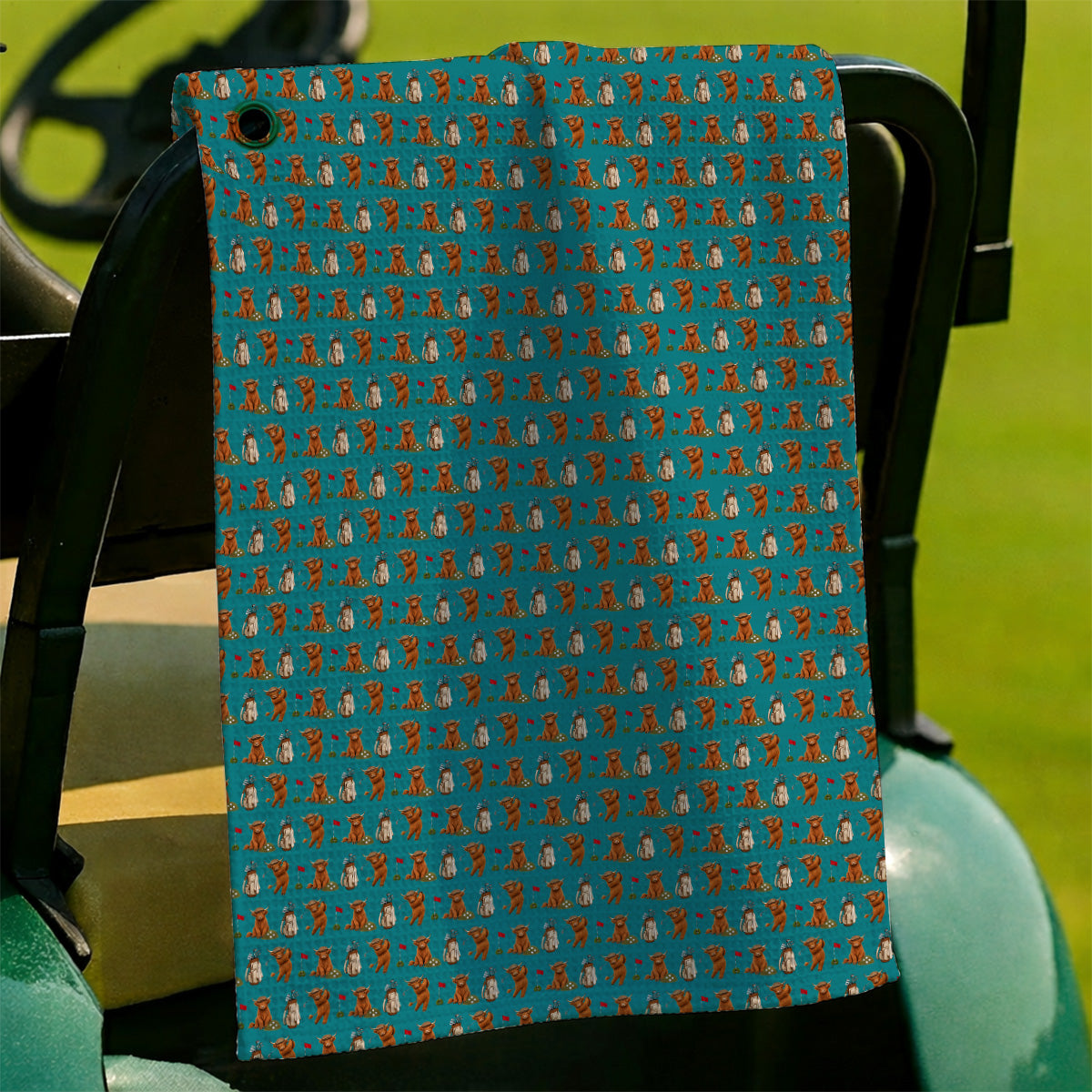 Funny Highland Cow Golf Towel, Highland Cow Pattern Golf Towels, Golf Gift For Golfer