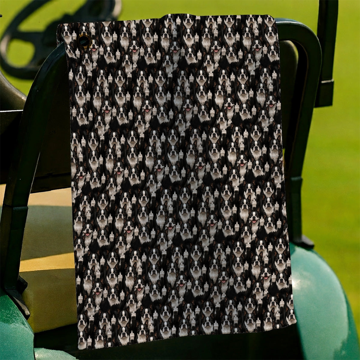 Boston Terrier Pattern Golf Towels, Funny Boston Terrier Golf Towel, Golf Gift For Golfer