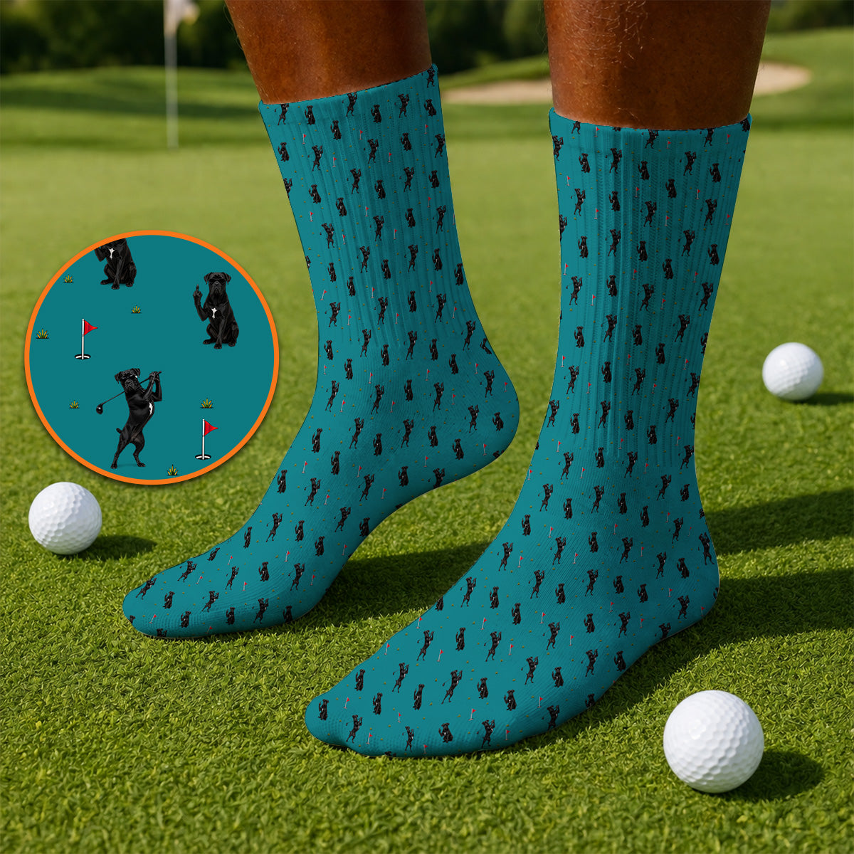 Cane Corso Middle Finger Golf Socks, Black Cane Corso Golf Pattern Sock for Dog Lovers, Funny Golf Gift for Golfers