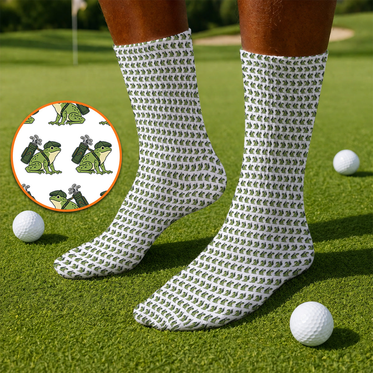 Funny Frog Golf Socks, Cute Frog Pattern Golf Sock, Unique Golf Gift For Golfer