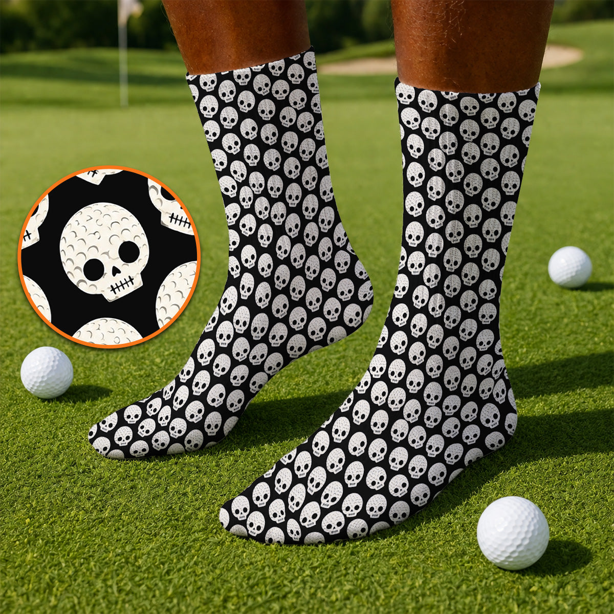 Crazy Skeleton Golf Socks, Skeleton Pattern Golf Sock, Golf Gift For Golfer