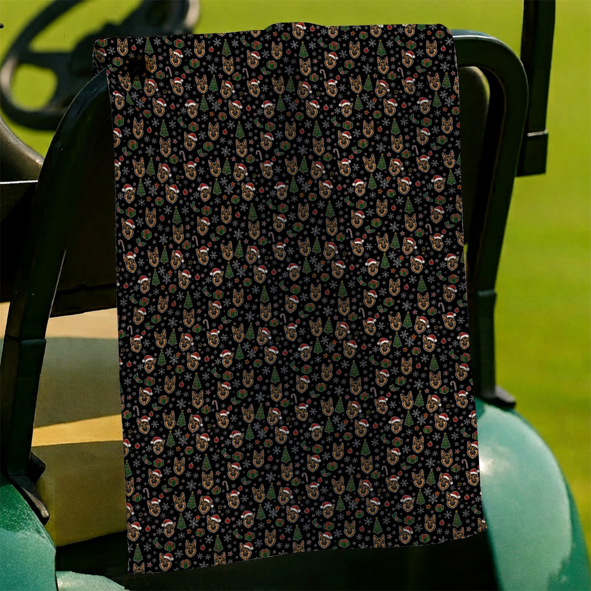 Funny German Shepherd Christmas Golf Towels, German Shepherd Pattern Golf Towel, Xmas Golf Gift For Golfer