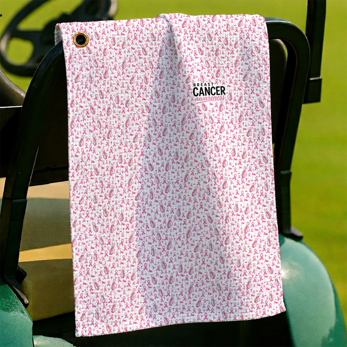 Breast Cancer Awareness Golf Towels, Pink Ribbon Golf Bag Pattern Towel, October Golf Gift for Golfer