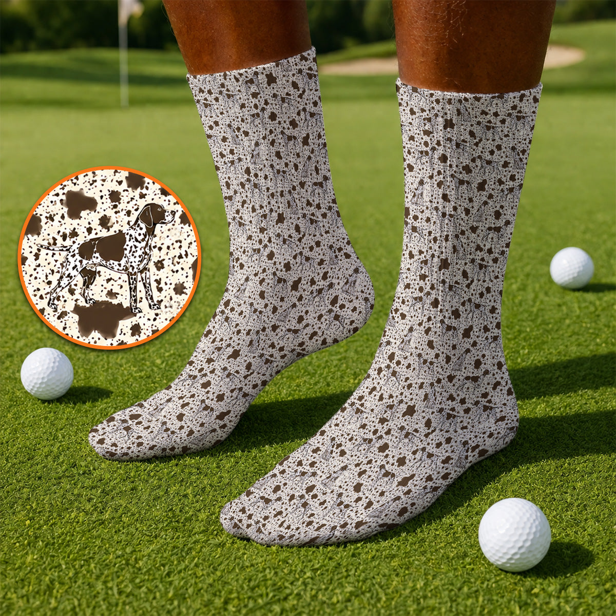 German Shorthaired Pointer Golf Socks, Pointer Pattern Golf Sock, Crazy Golf Gift For Golfer
