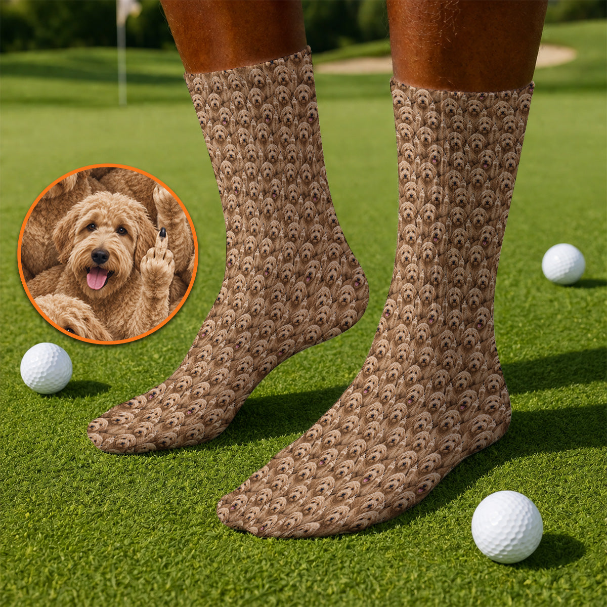 Goldendoodle Golf Socks, Funny Dog Pattern Golf Sock, Golf Gift For Golfers