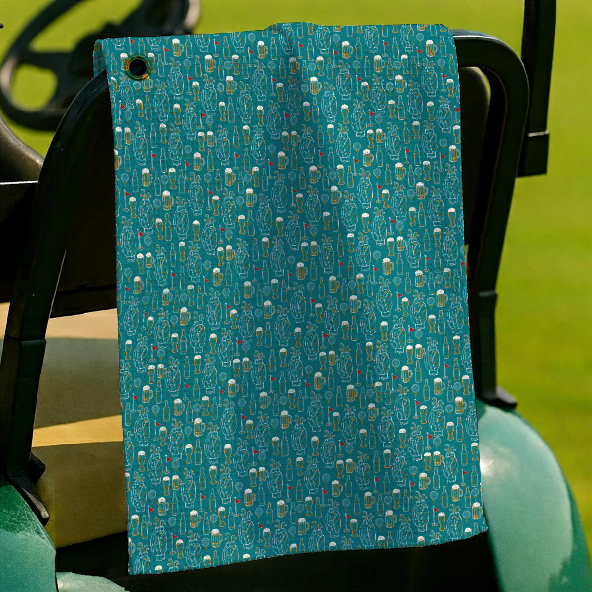 Golf And Beer Pattern Towels, Beer Lover Golf Towel, Funny Golf Gift For Golfer