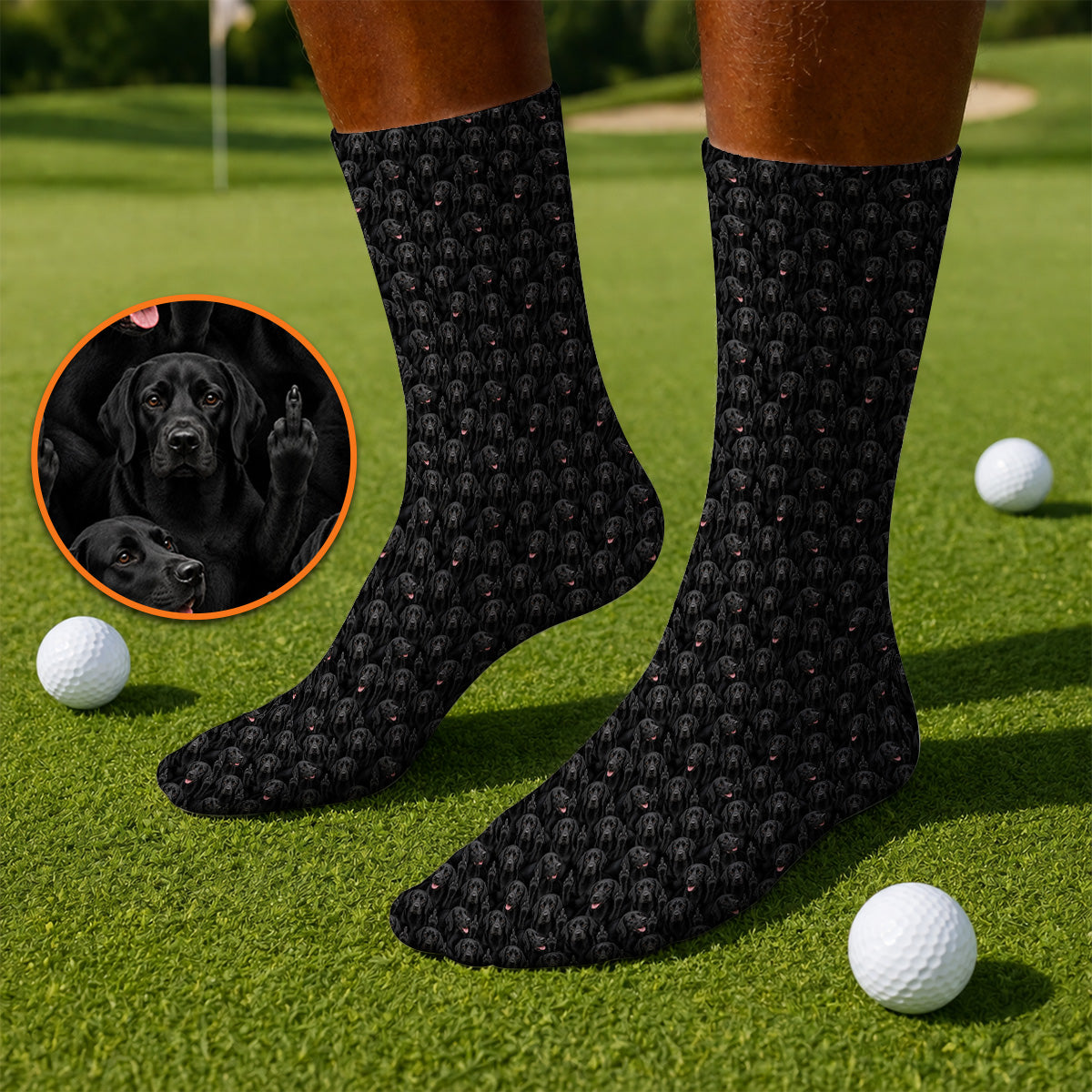 Black Labrador Middle Finger Golf Socks, Funny Pattern Golf Sock, Dog Lover Golf Gift