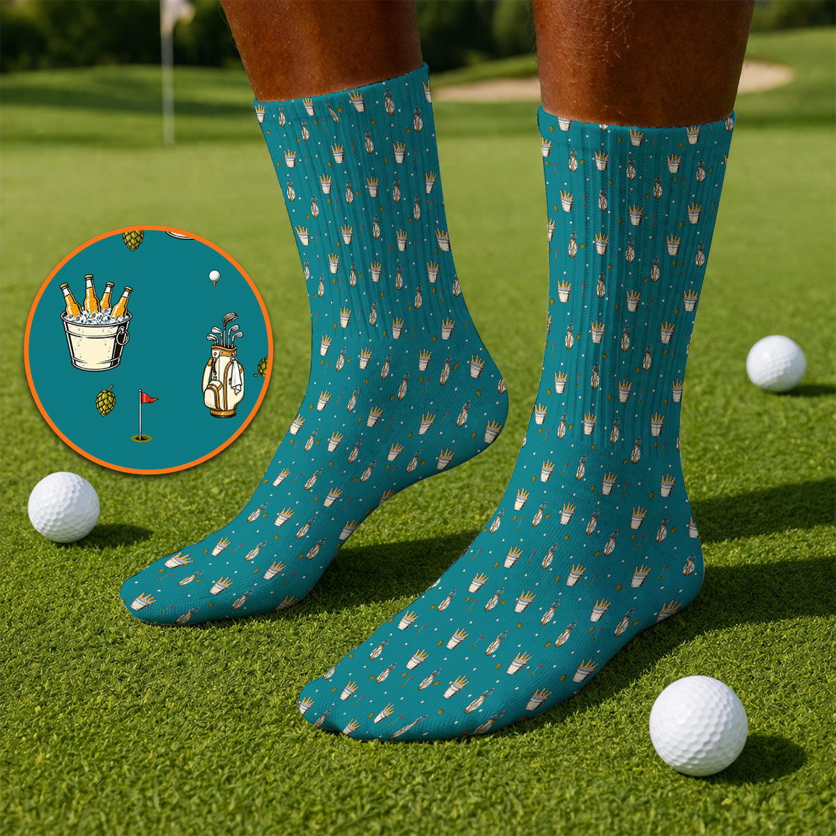 Crazy Beer Pattern Golf Socks, Beers Golf Sock, Golf Gift For Golfer