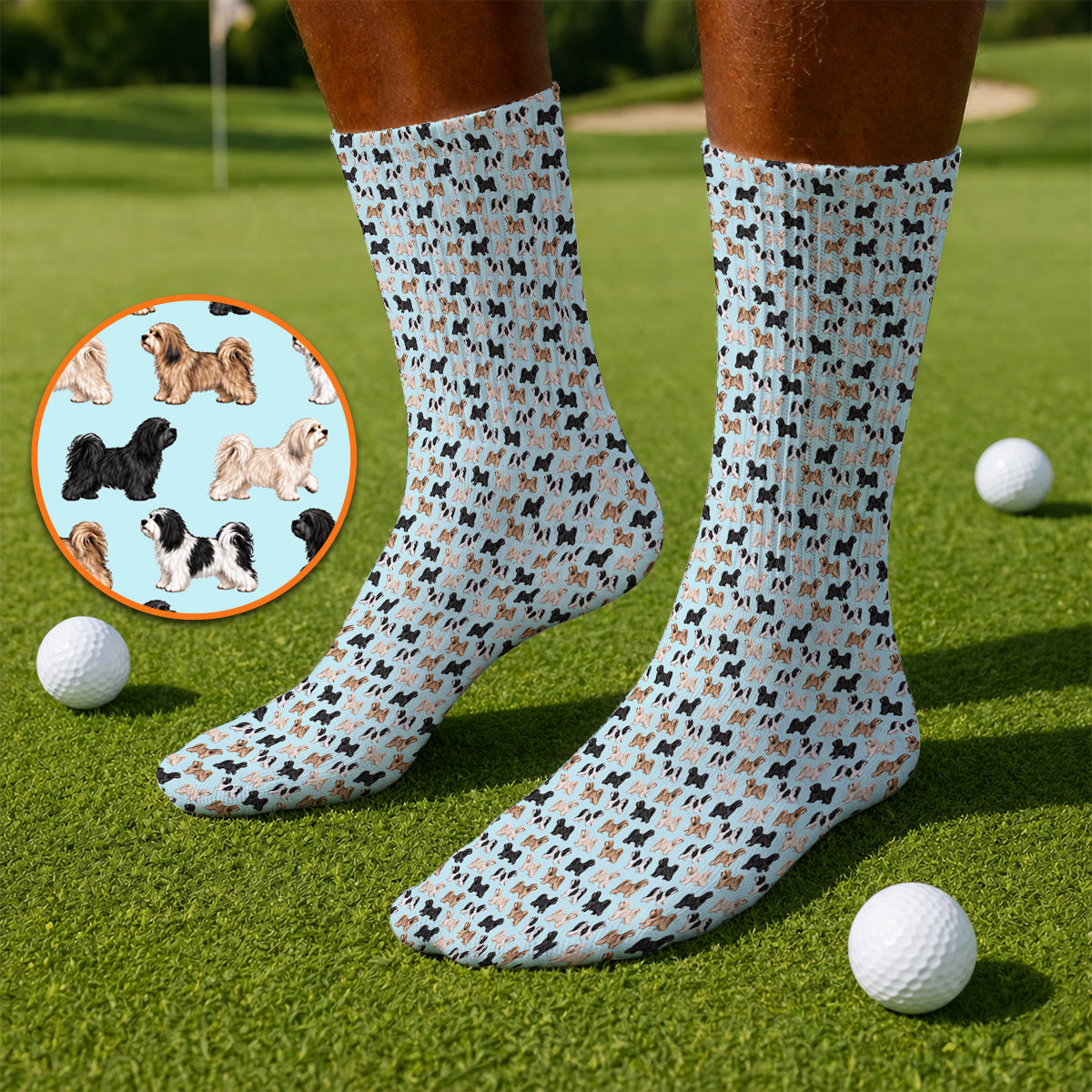 Funny Havanese Golf Socks, Havanese Dog Pattern Golf Sock, Golf Gift For Golfers