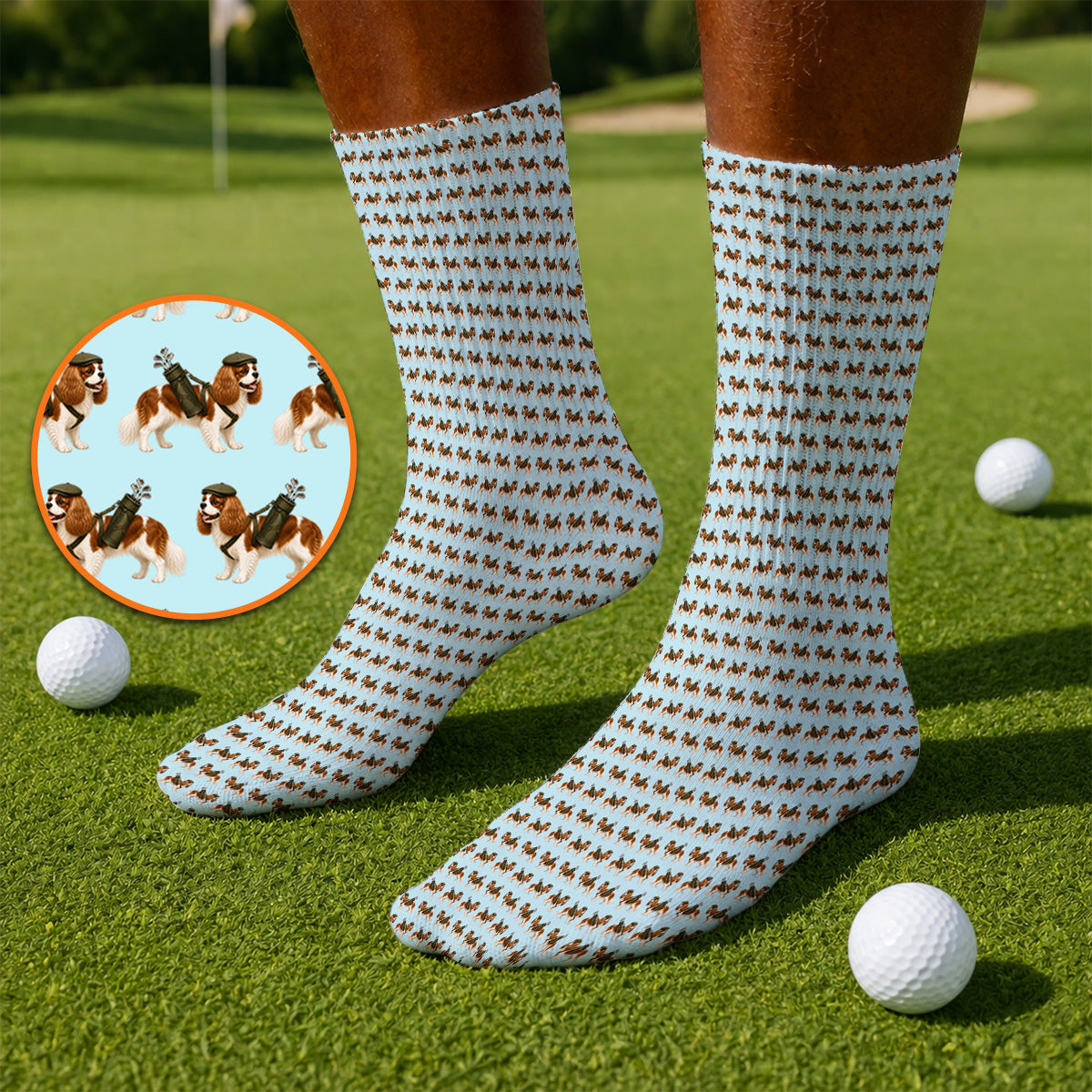 Cavalier King Charles Spaniel Golf Socks, Funny Cavalier Golf Sock, Golf Gift For Dog Lovers