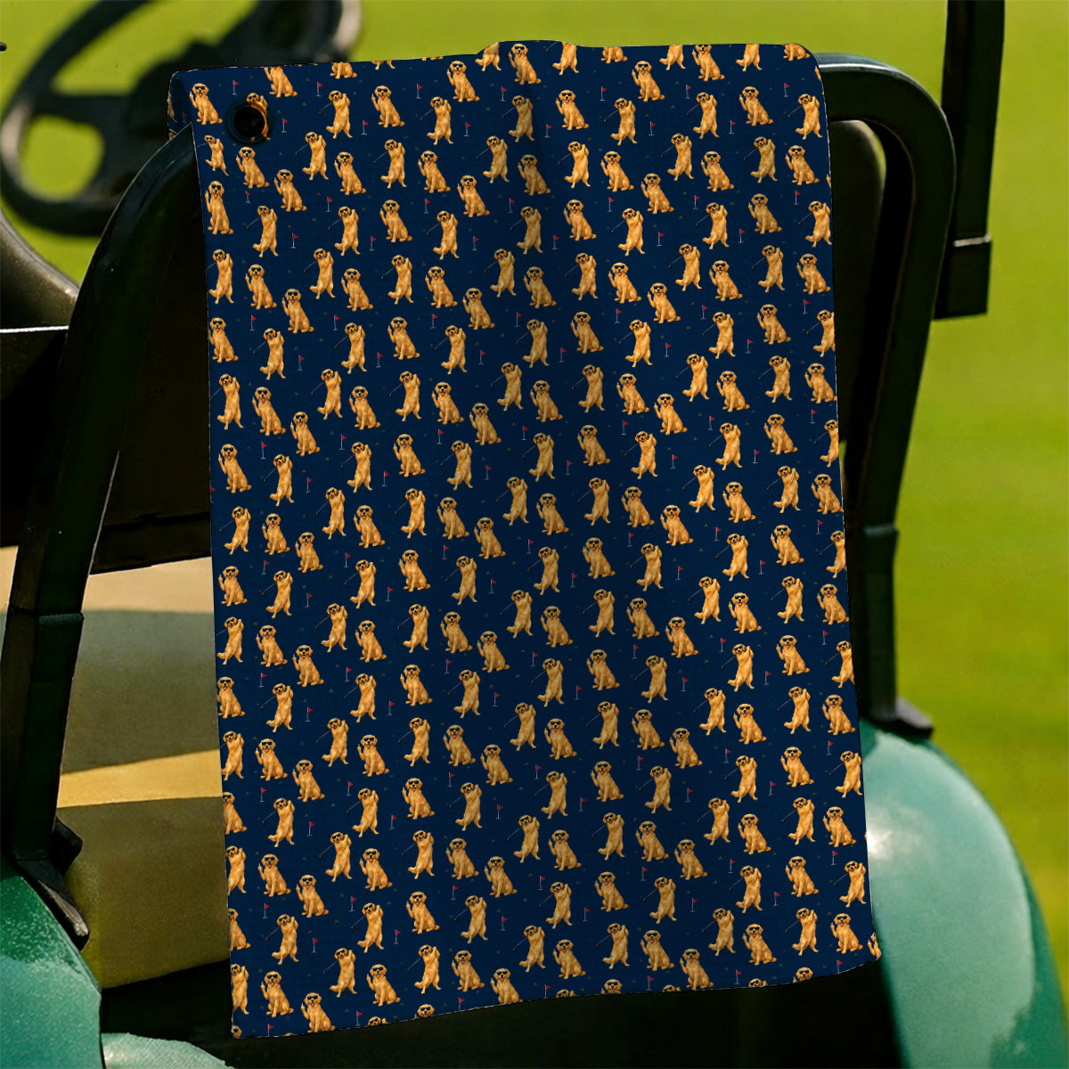 Golden Retriever Fairway Golf Towel, Golf Dog Pattern Towels, Gift For Golden Retriever Owners