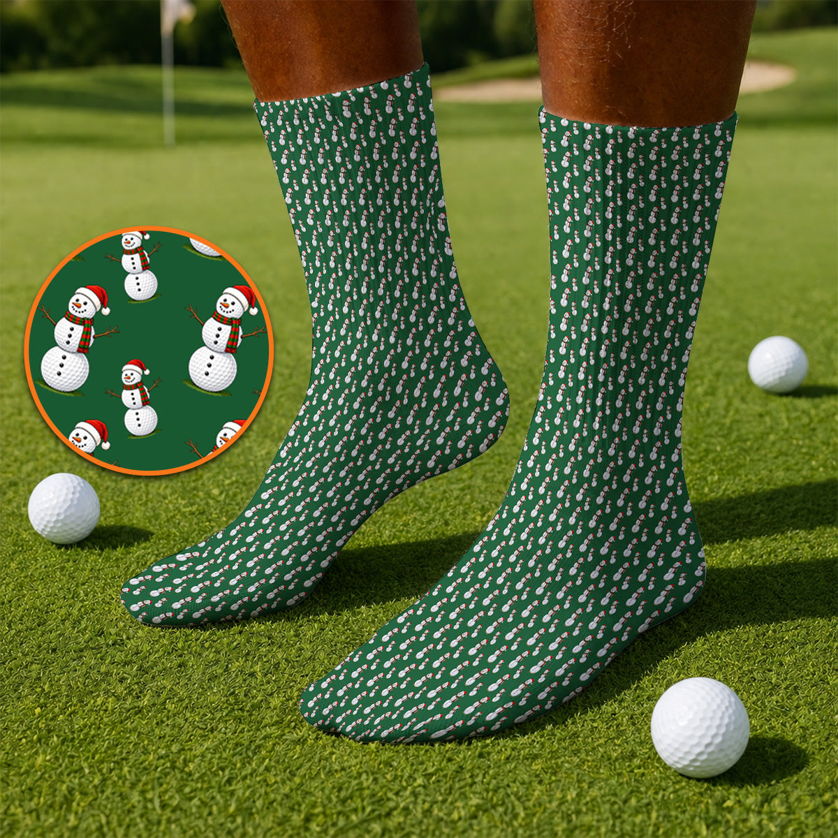 Snowman Christmas Golf Socks, Funny Xmas Golf Sock, Golf Gift for Golfer