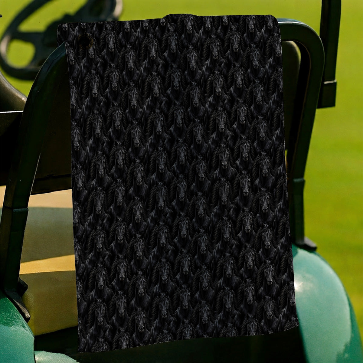Black Horse Golf Pattern Towel, American Quarter Horse Golf Towels, Western Horse Gift for Golfers
