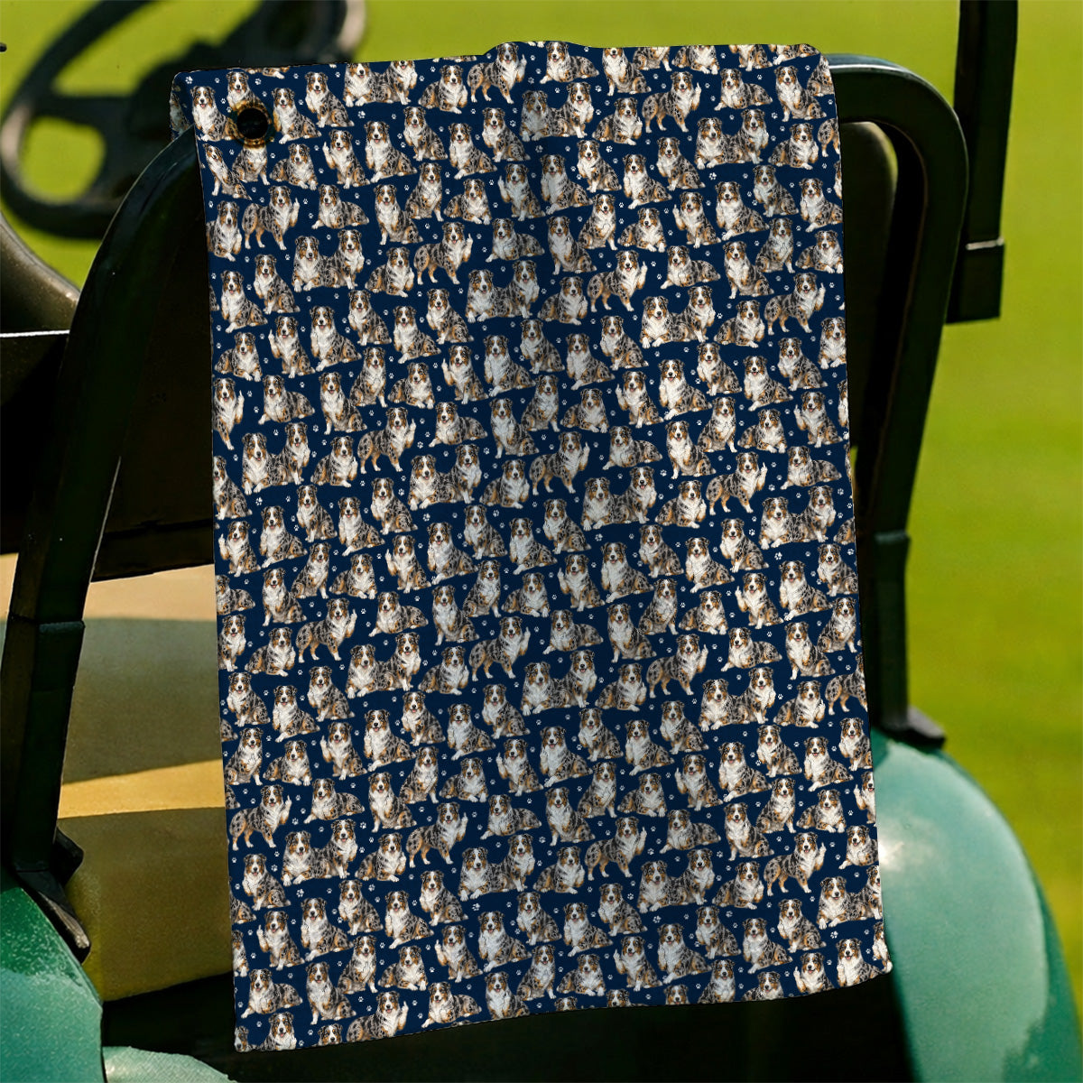 Australian Shepherd Golf Towel, Funny Blue Merle Aussie Pattern Golf Towels, Golf Gift For Golfer