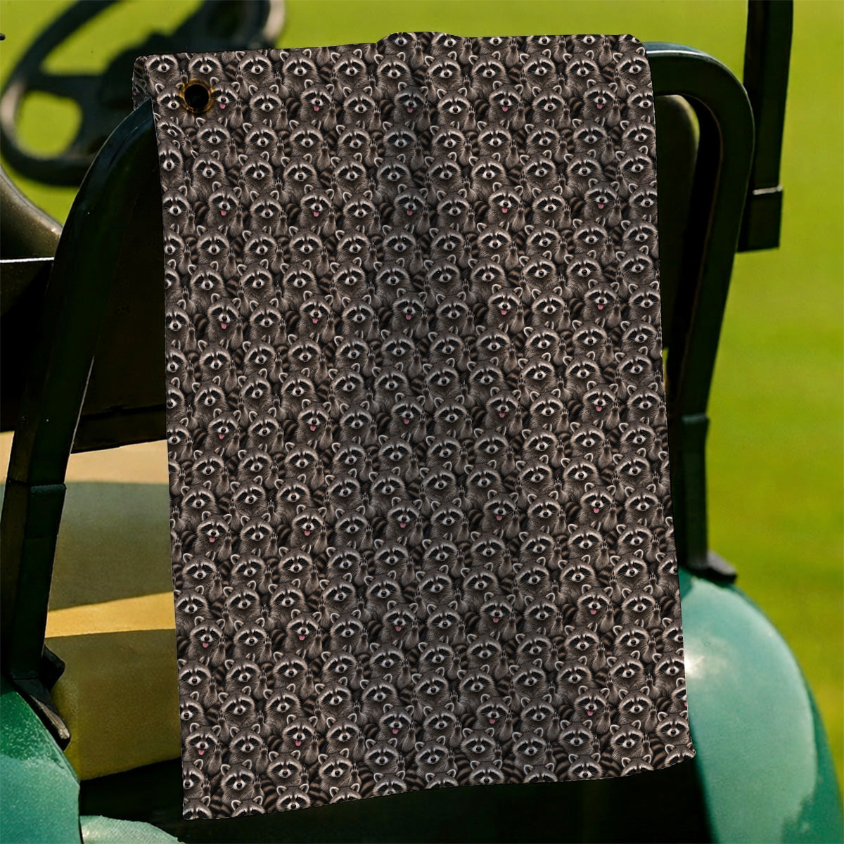 Raccoon Golf Pattern Towels, Crazy Raccoon Golf Towel, Golf Gift for Golfer