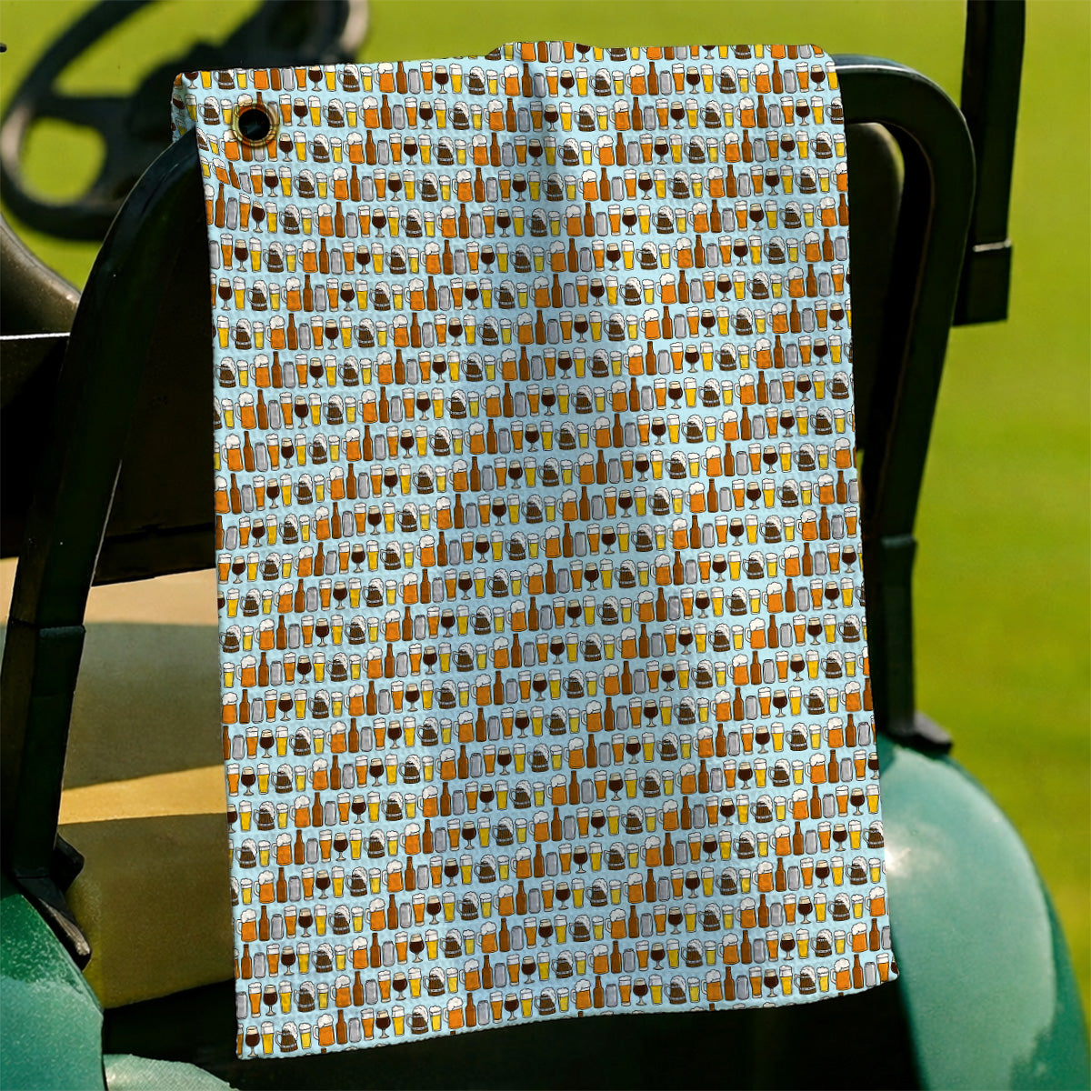 Beer Pattern Golf Towel, Funny Beer Lover Golf Towels, Golf Gift For Beer Lovers