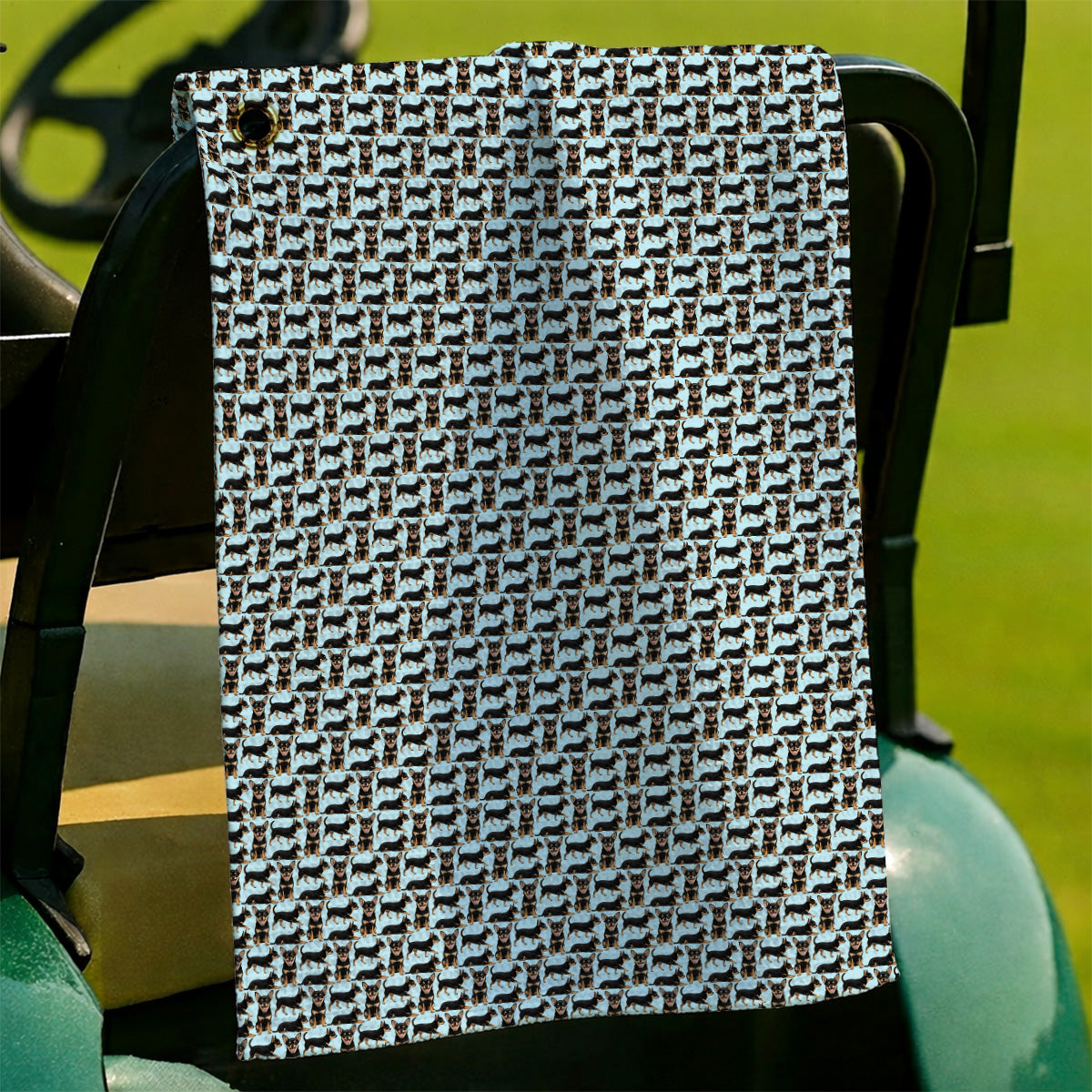 Funny Black Chihuahua Golf Towel, Cute Chihuahua Golf Pattern Towels, Dog Lovers Golf Gift For Golfer