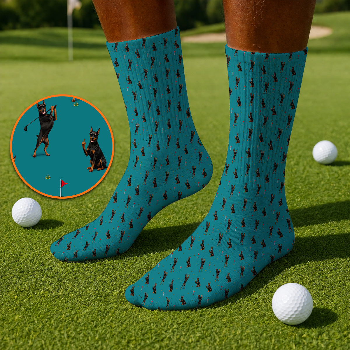 Doberman Golf Towle, Doberman Pattern Golf Towels, Crazy Golf Gift For Men