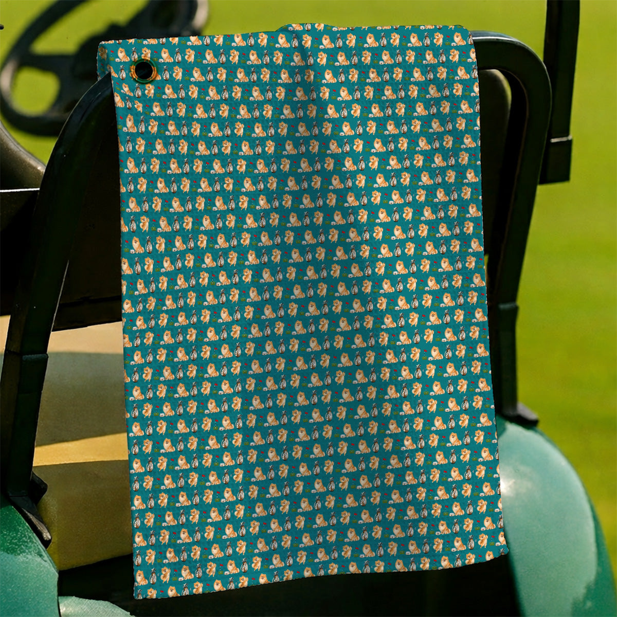 Pomeranian Pattern Golf Towel, Pomeranian Dog Golf Towels, Golf Gift For Golfer
