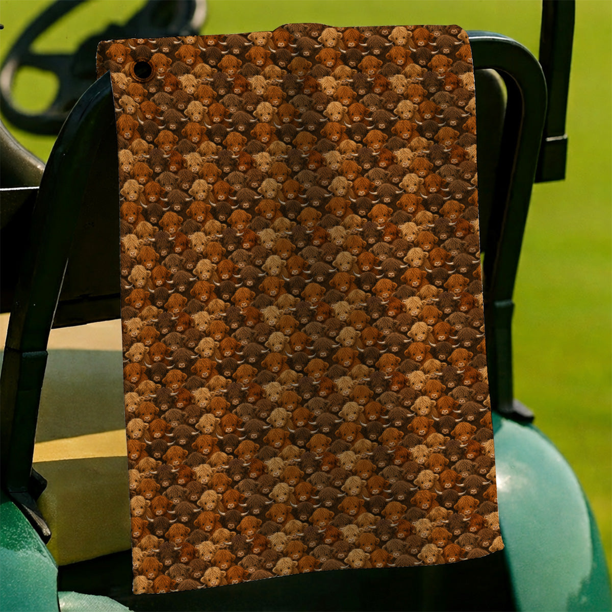 Highland Cow Pattern Golf Towels, Crazy Golf Gift For Golfer, Highland Cow Golf Towel