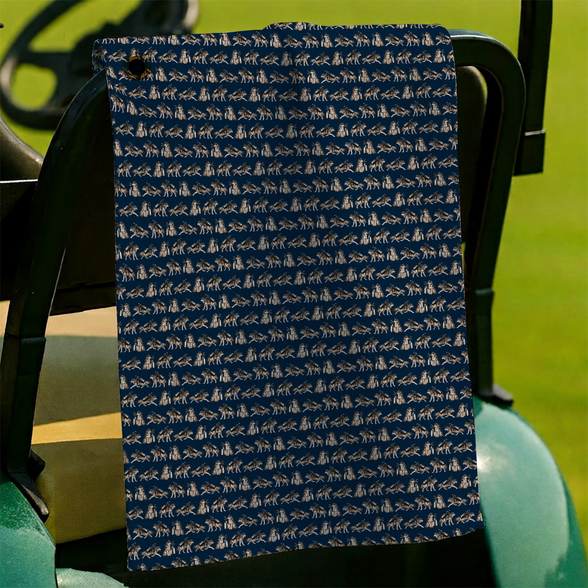 Wolf Golf Pattern Towels, Wild Wolf Golfing Towel, Unique Wolf Golf Gift for Golfers