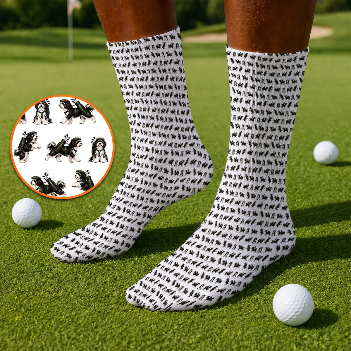 Havanese Pattern Golf Socks, Funny Havanese Golf Sock, Golf Gift for Golfers