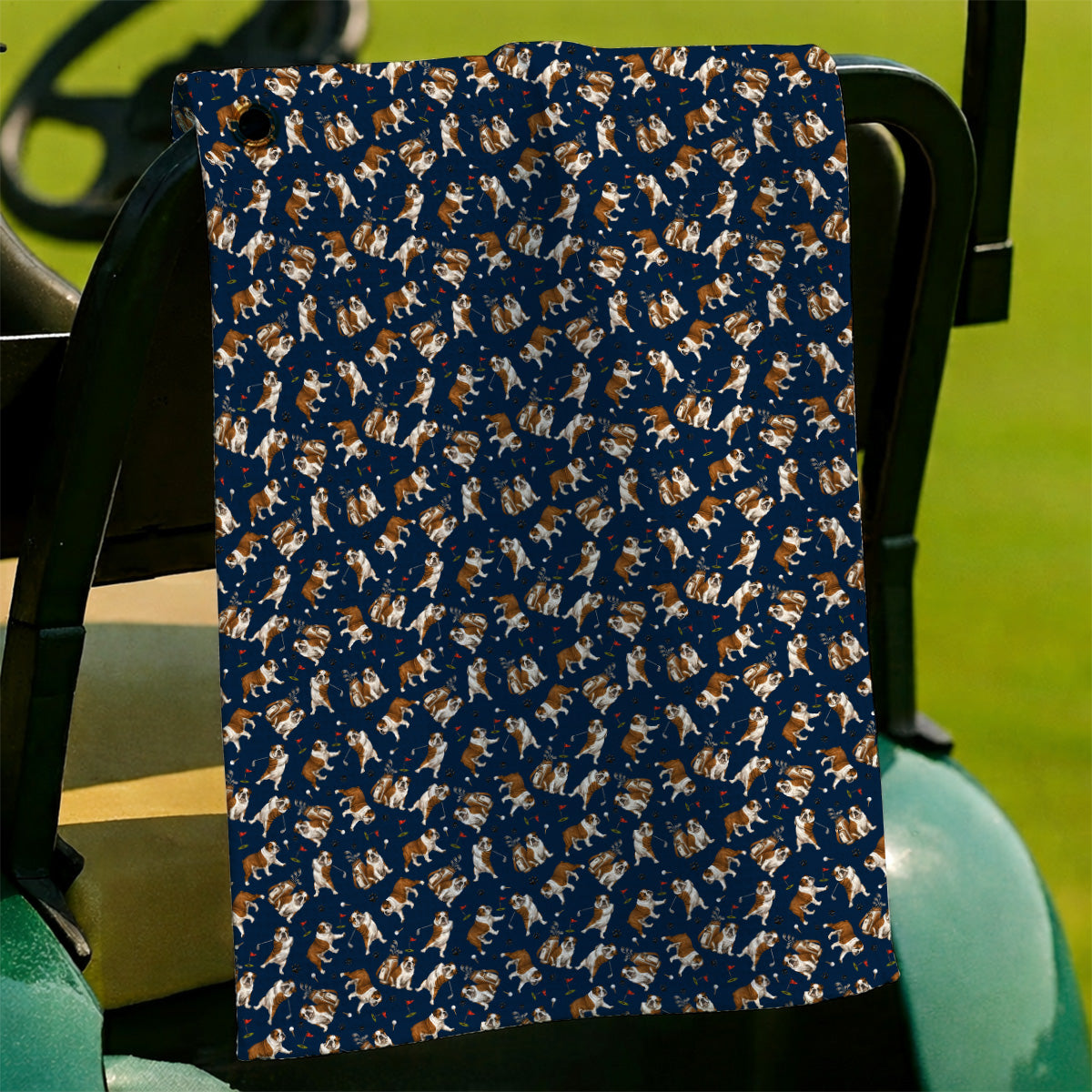 Funny Bulldog Pattern Golf Towels For Golfer, English Bulldog Golf Towel, Dog Golf Gift