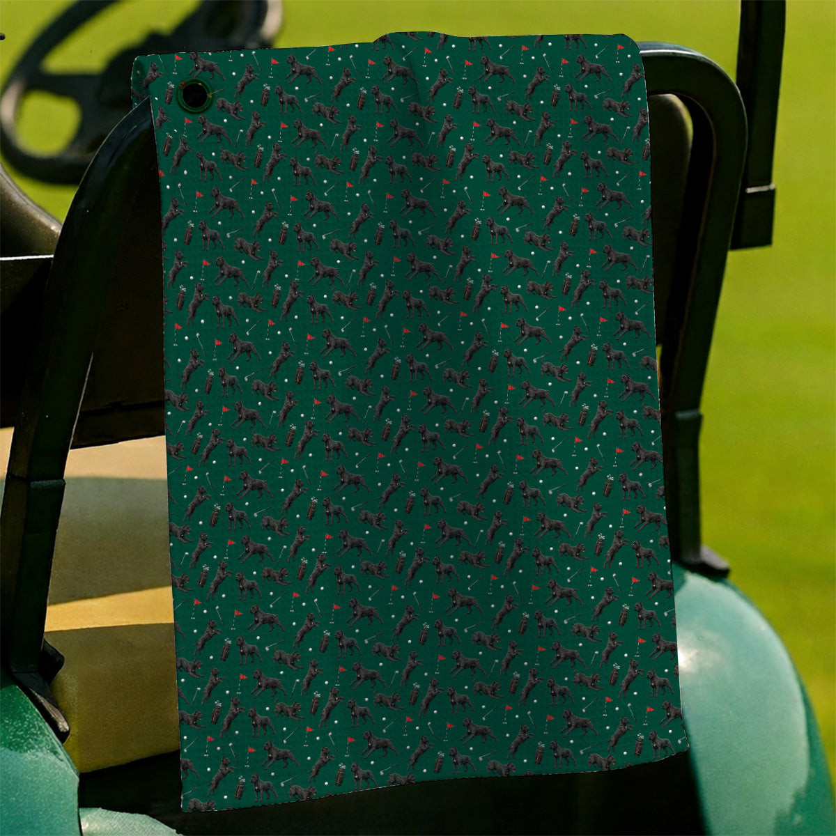 Crazy Cane Corso Pattern Golf Towel, Black Cane Corso Golf Towels for Dog Lovers, Golf Gift for Golfers