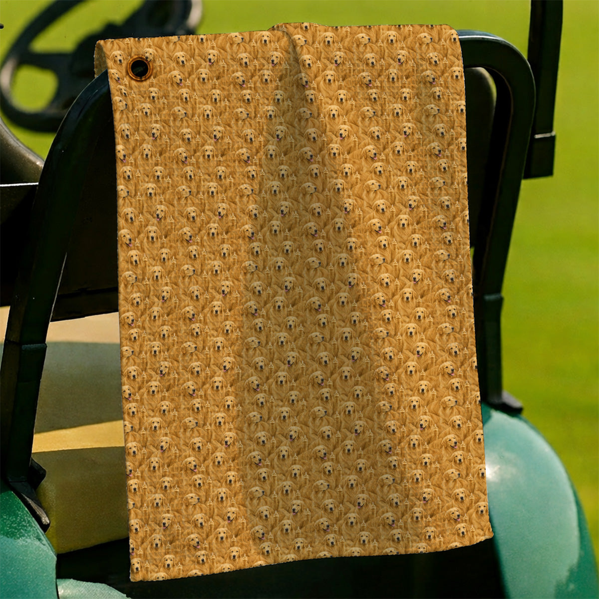 Golden Retriever Middle Finger Golf Towel, Funny Dog Lover Pattern Golf Towels, Golden Retriever Gift For Golfer Dad