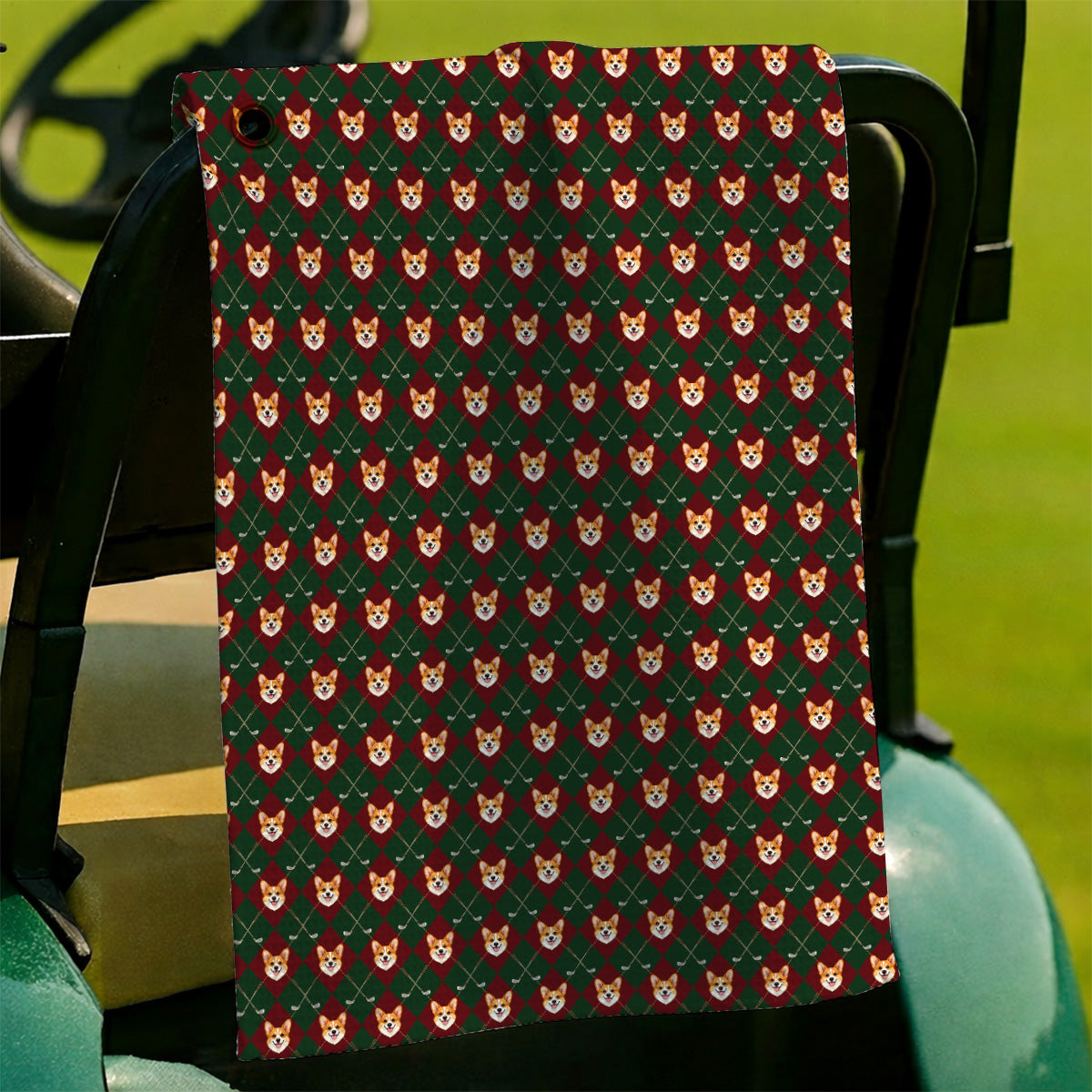 Corgi Christmas Golf Towels, Crazy Corgi Pattern Golf Towel, Xmas Golf Gift For Golfers