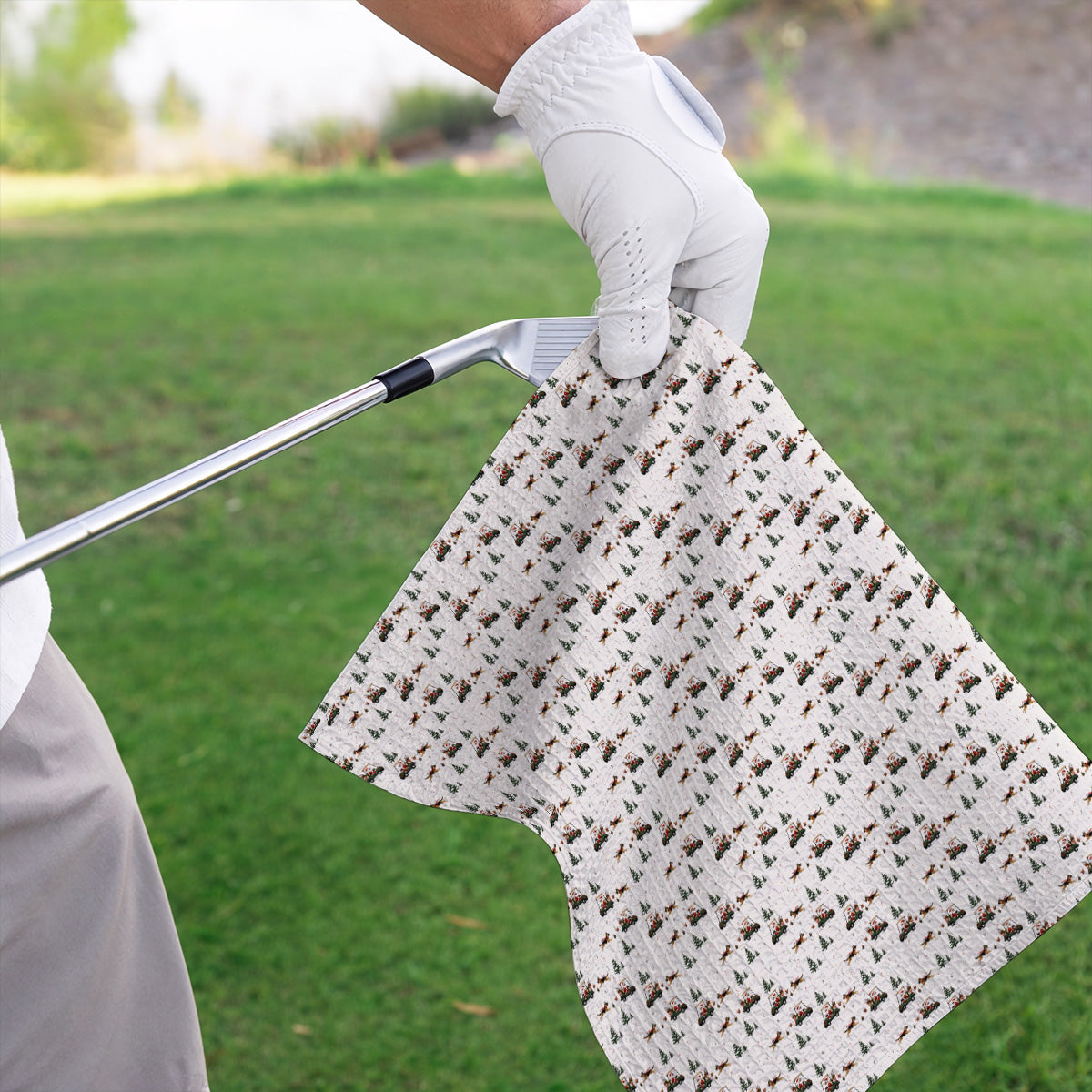 German Shepherd Pattern Golf Towels, German Christmas Golf Cart Towel, Festive Golf Gift for Dog Lovers