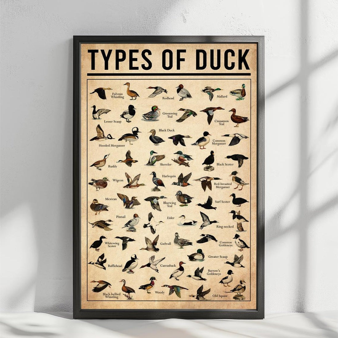 Types Of Duck Wall Art, Duck Lover Gift For Hunter, Gift For Man Cave