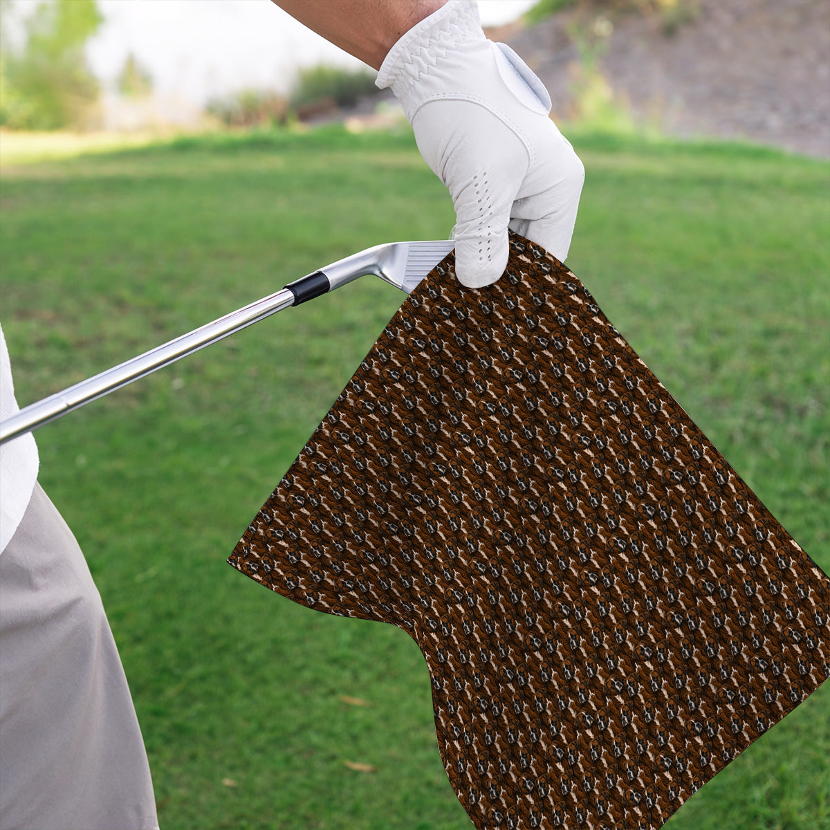 Boxer Middle Finger Golf Towel, Funny Boxer Pattern Golf Towels for Golfer, Golf Gift for Dog Lovers