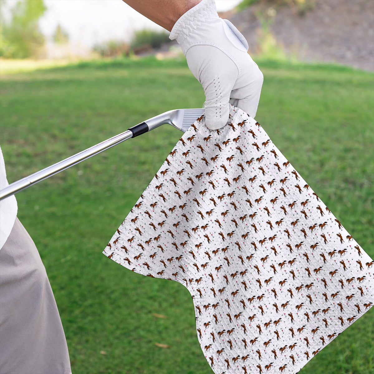 Crazy Horse Golf Pattern Towel, American Quarter Horse Golf Towel, Western Horse Gift for Golfers