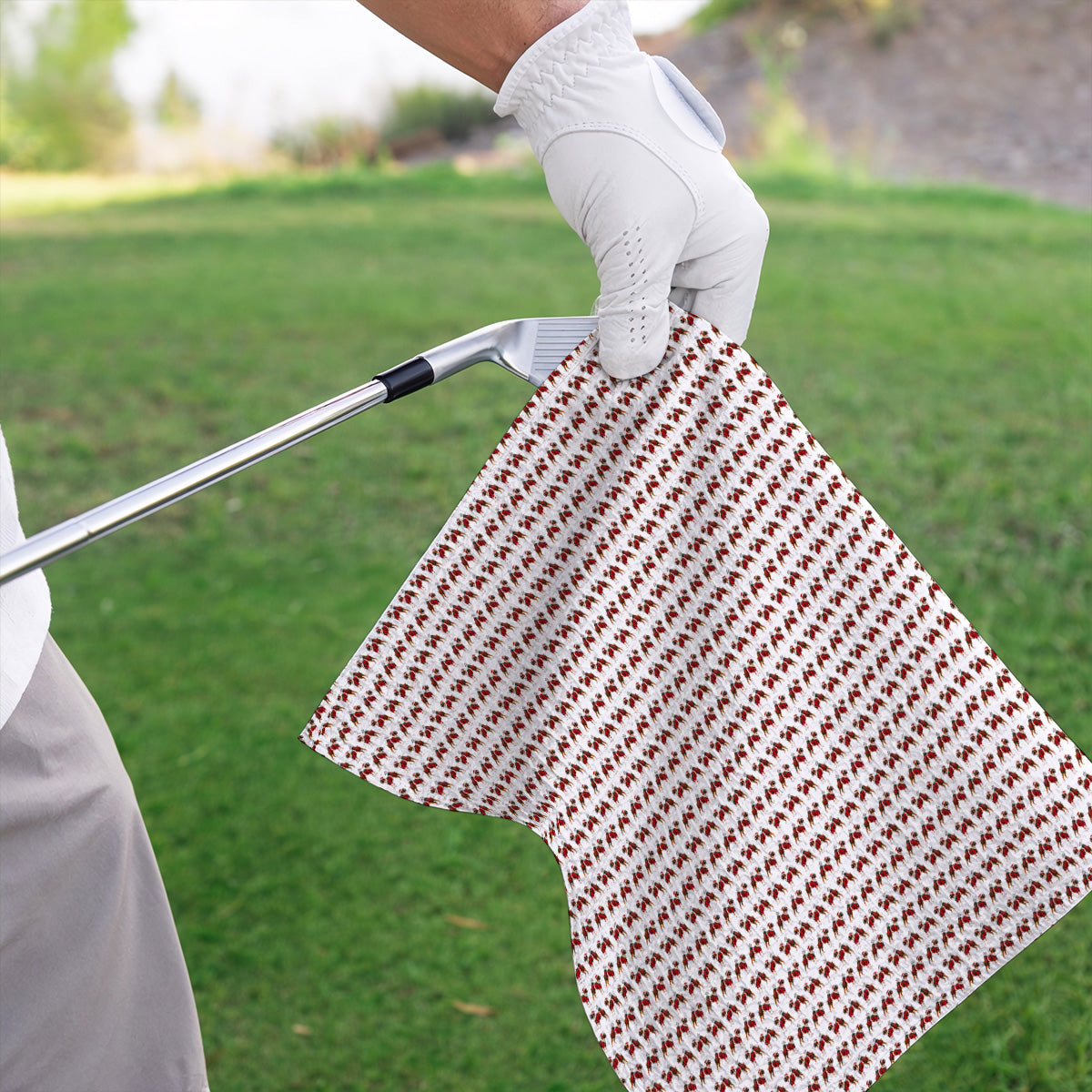 Boxer Dog Christmas Pattern Golf Towels, Santa Boxer Golf Towel, Boxer Lover Holiday Golf Gift For Golfer